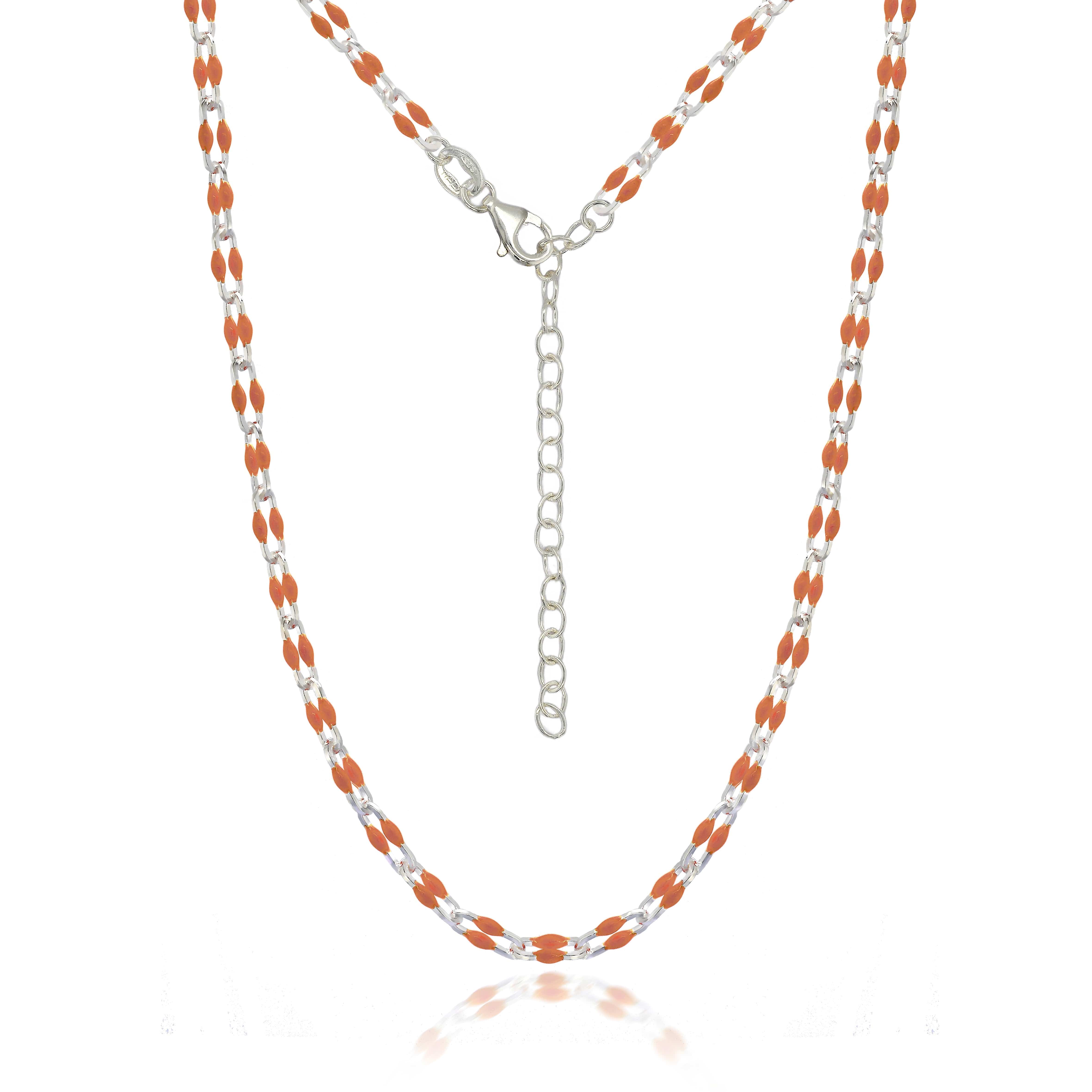 Lynora Jewellery Necklace Sterling Silver / Peach Enamel Beaded Enamel Peach Link Necklace