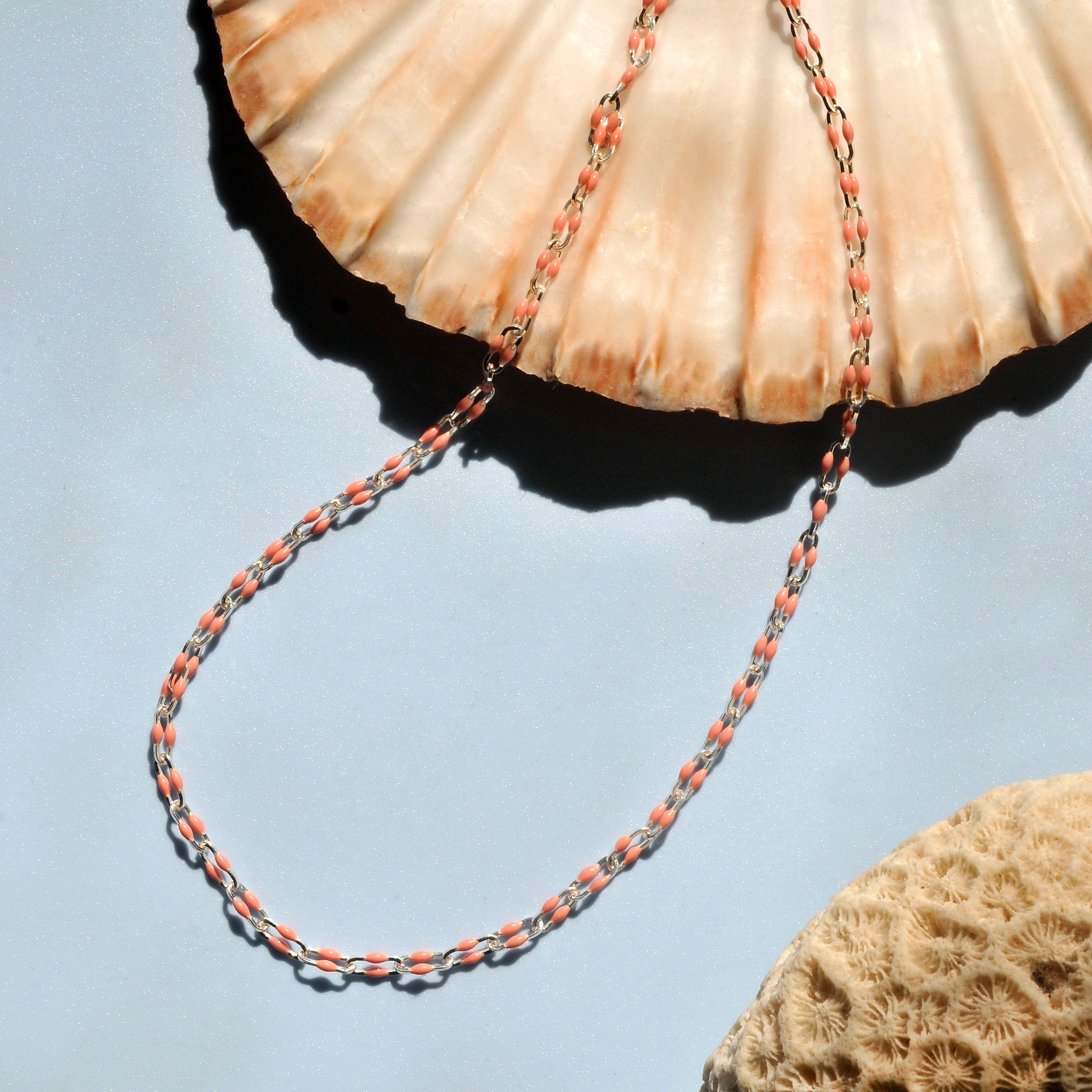 Lynora Jewellery Necklace Sterling Silver / Peach Enamel Beaded Enamel Peach Link Necklace