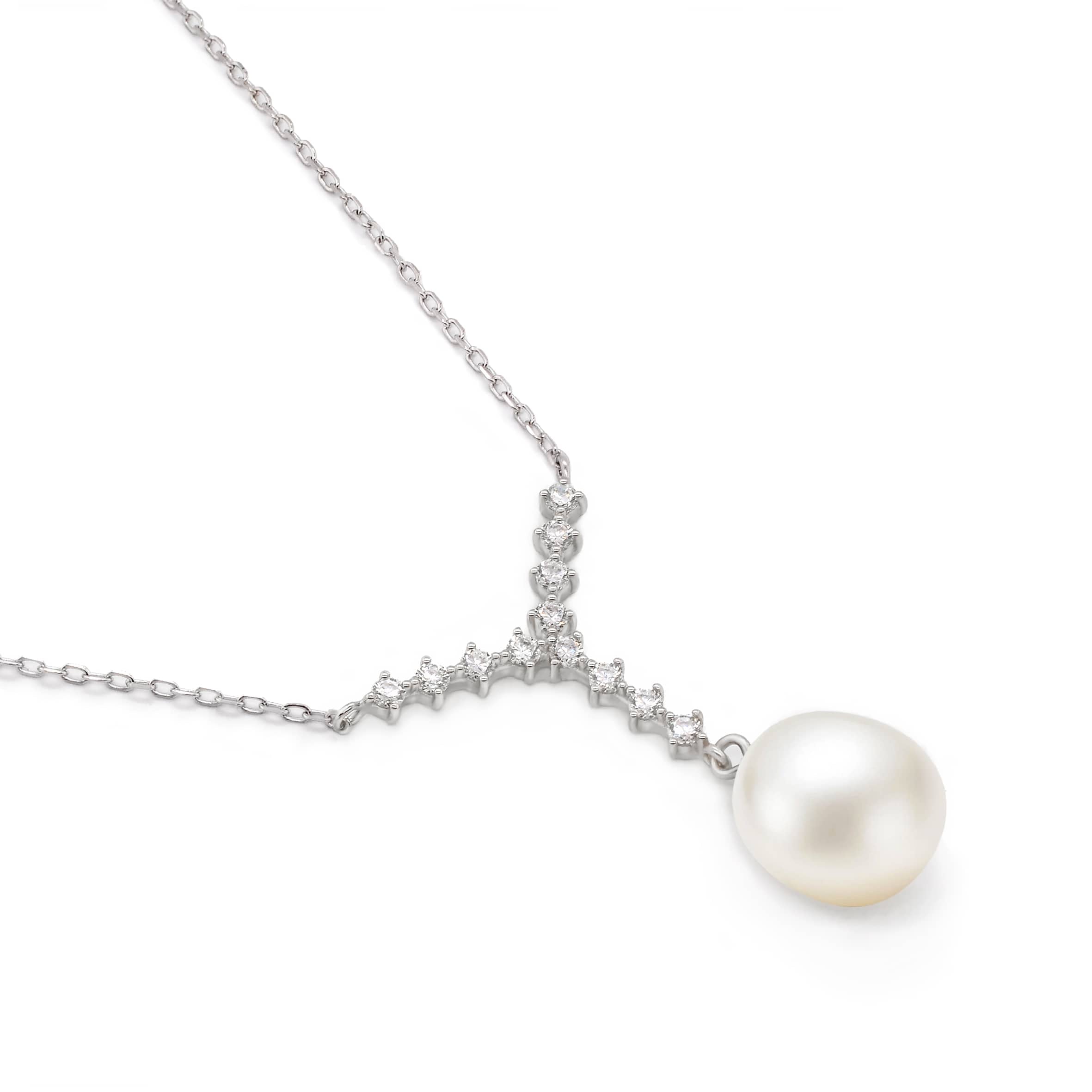 Lynora Jewellery Necklace Cascade Silver Pearl Necklace Sterling Silver / Pearl Cascade Silver Pearl Necklace