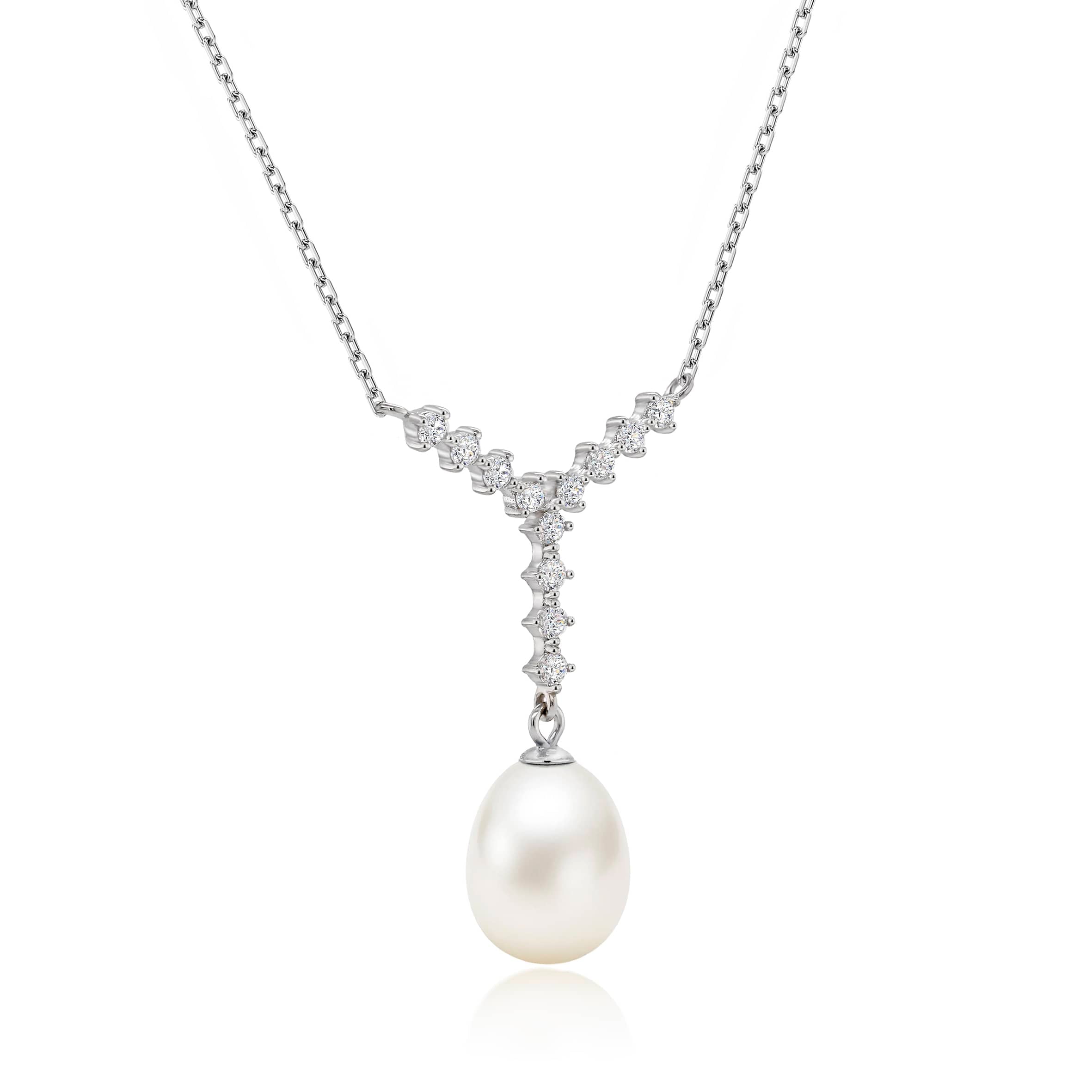 Lynora Jewellery Necklace Cascade Silver Pearl Necklace Sterling Silver / Pearl Cascade Silver Pearl Necklace