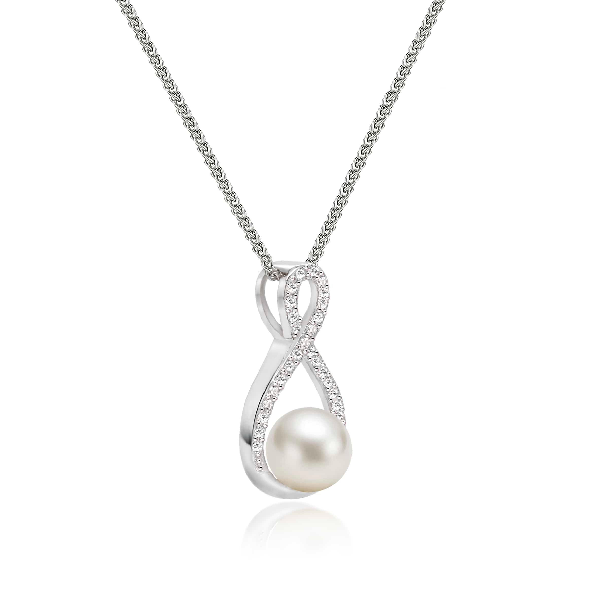 Lynora Jewellery Necklace Infinity Pearl Envelope Necklace Sterling Silver / Pearl Infinity Pearl Envelope Necklace