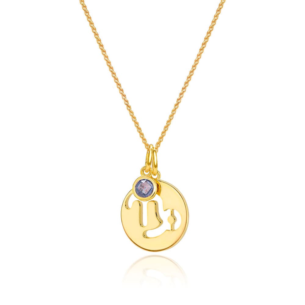 Lynora Jewellery Necklace Tanzanite Capricorn Zodiac Pendant Gold Plated