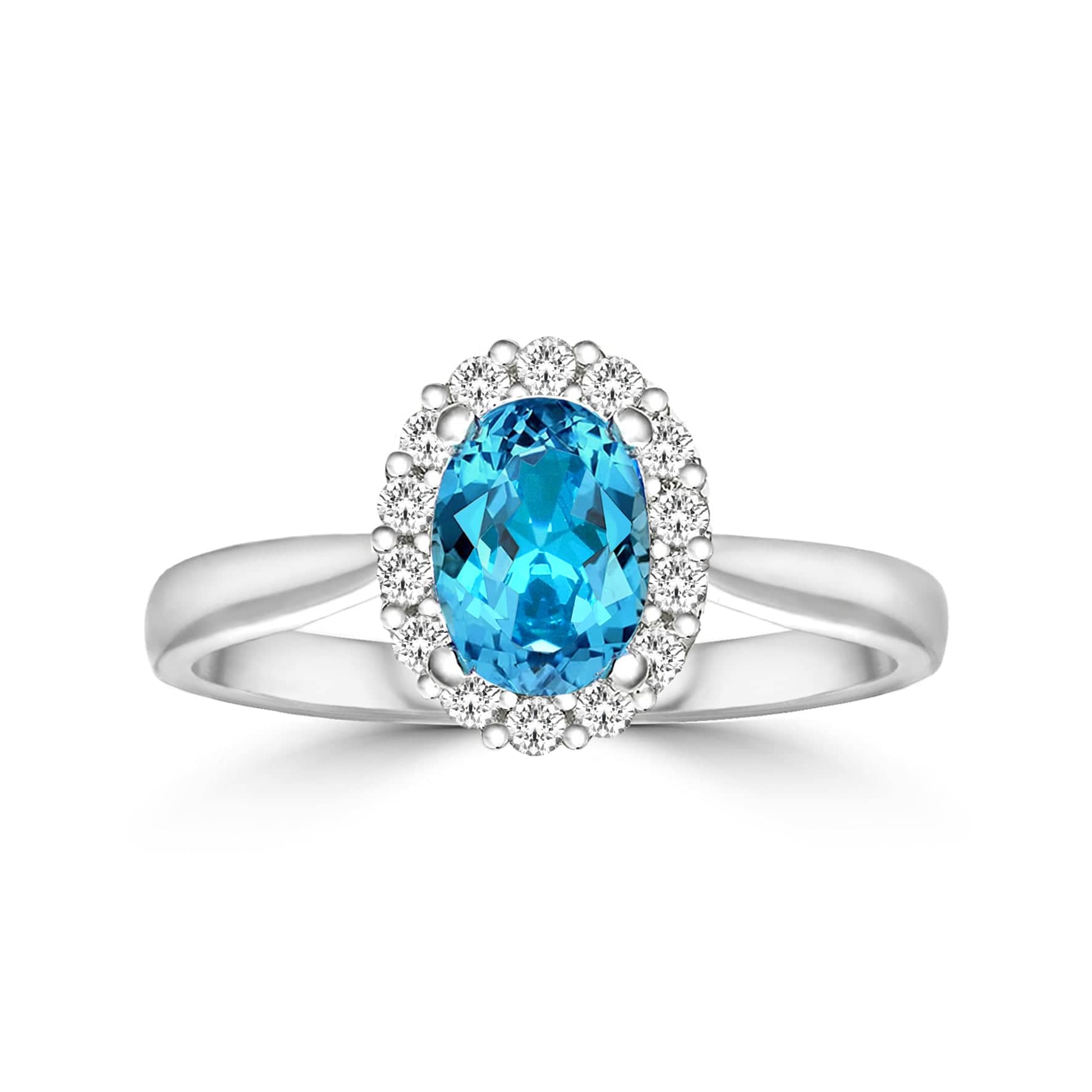 Lynora Jewellery Opulence Halo Ring Sterling Silver & Swiss Blue Stone