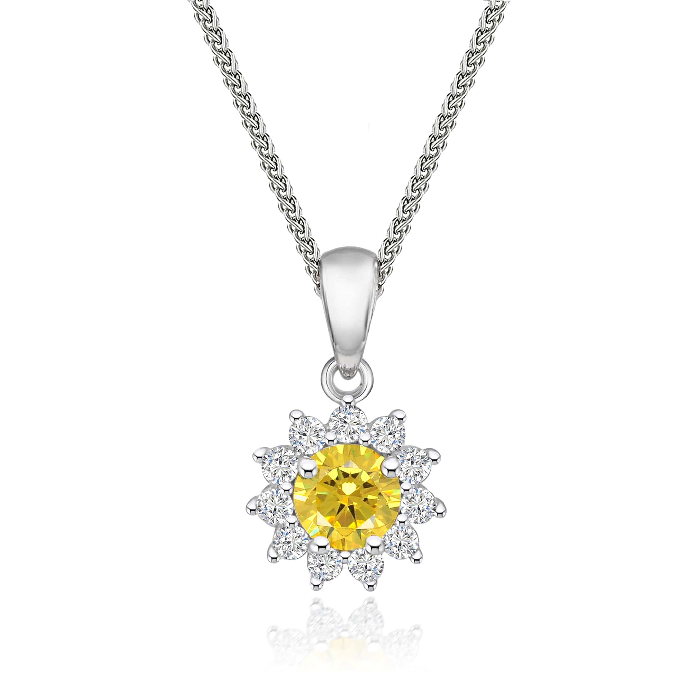 Lynora Jewellery Pendant Yellow Sunflower Citrine Pendant Sterling Silver / Citrine Yellow Sunflower Citrine Pendant
