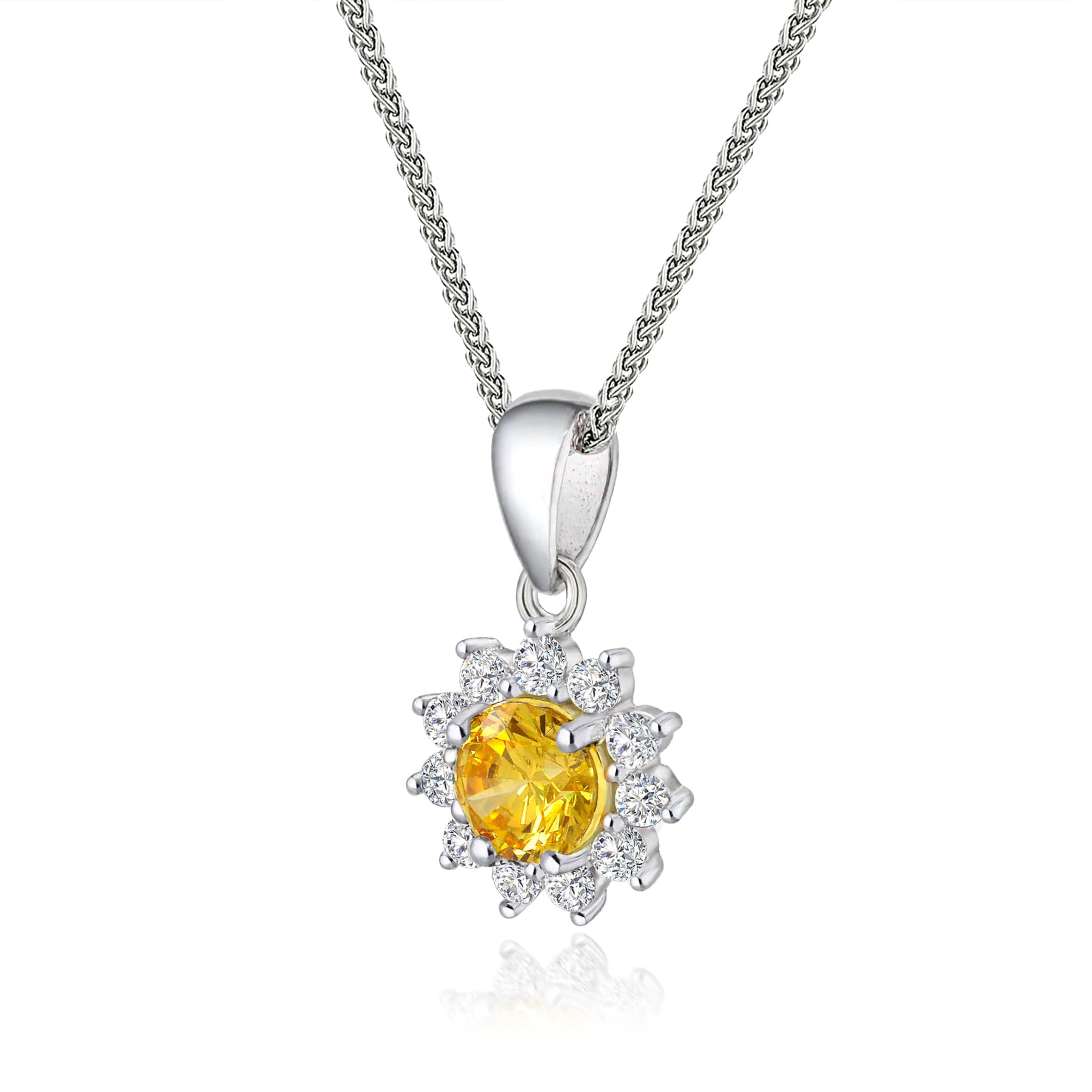 Lynora Jewellery Pendant Yellow Sunflower Citrine Pendant Sterling Silver / Citrine Yellow Sunflower Citrine Pendant