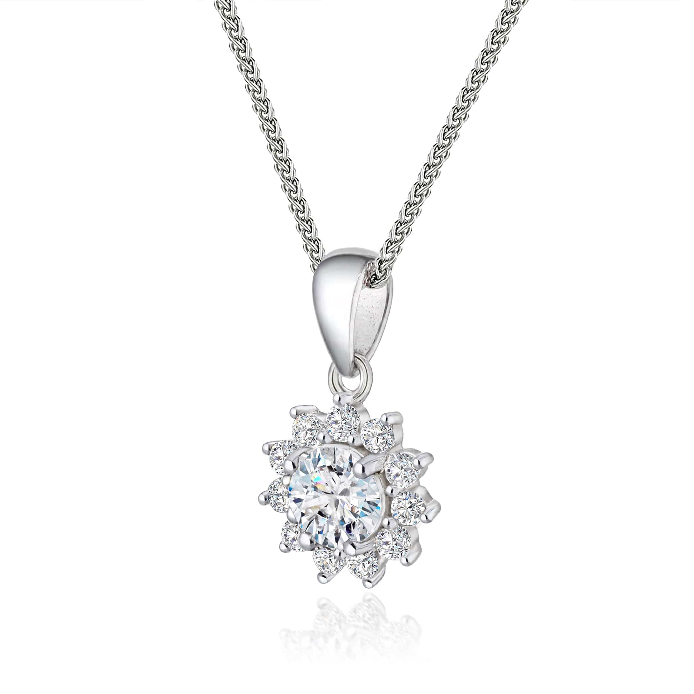 Lynora Jewellery Pendant Diamond Sunflower Pendant Sterling Silver / Clear Diamond Sunflower Pendant