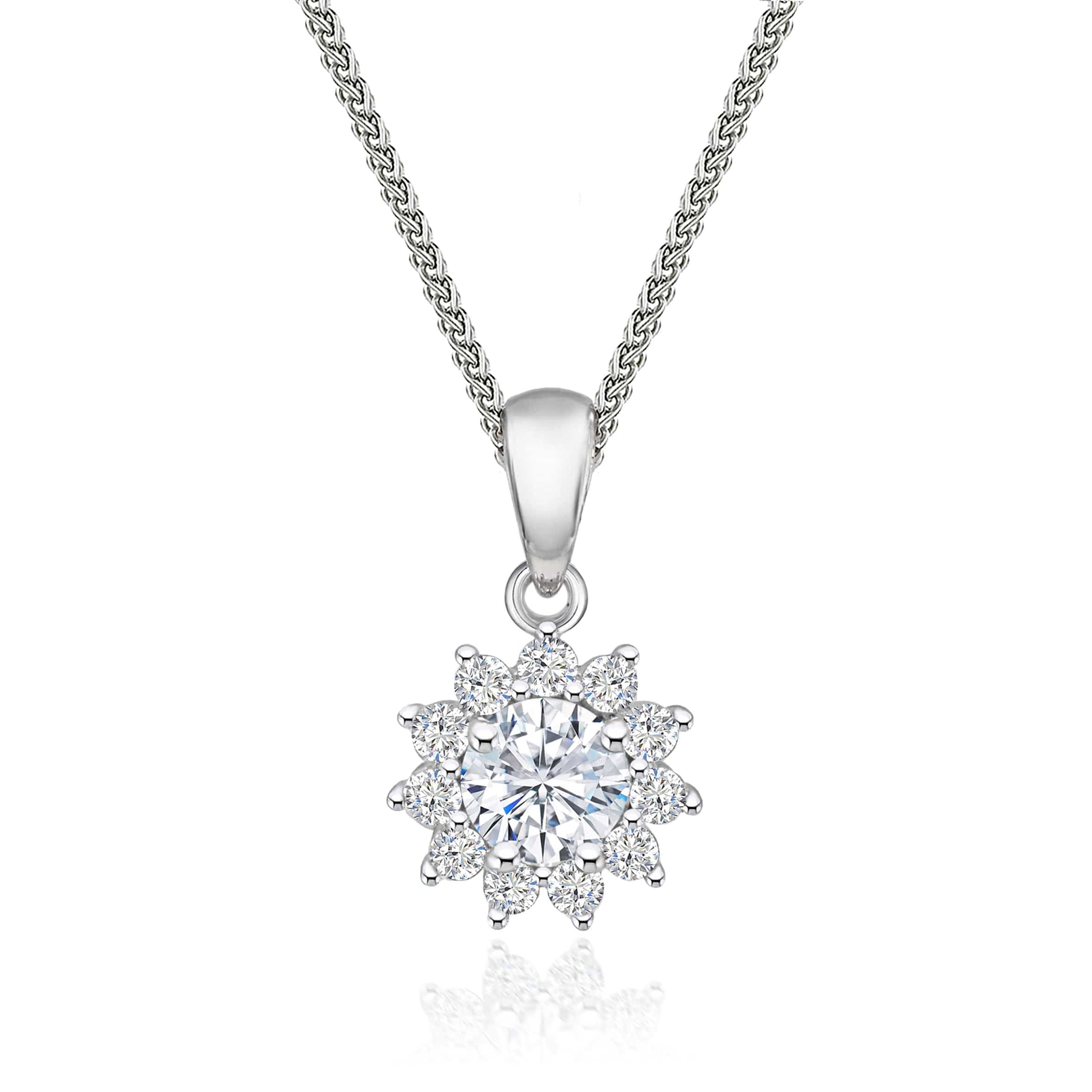 Lynora Jewellery Pendant Diamond Sunflower Pendant Sterling Silver / Clear Diamond Sunflower Pendant