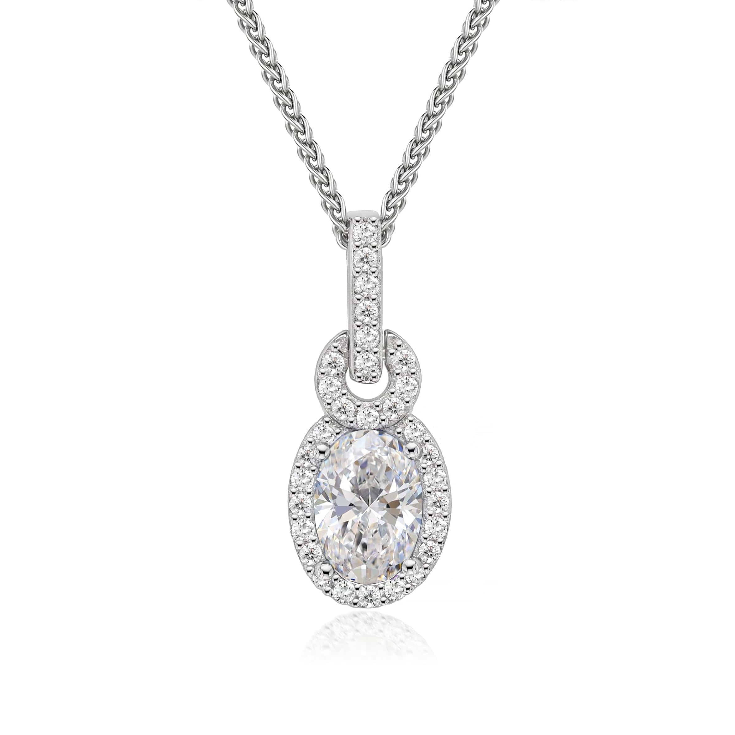 Lynora Jewellery Pendant Oval Twist Halo Pendant Sterling Silver / Clear Oval Twist Halo Pendant
