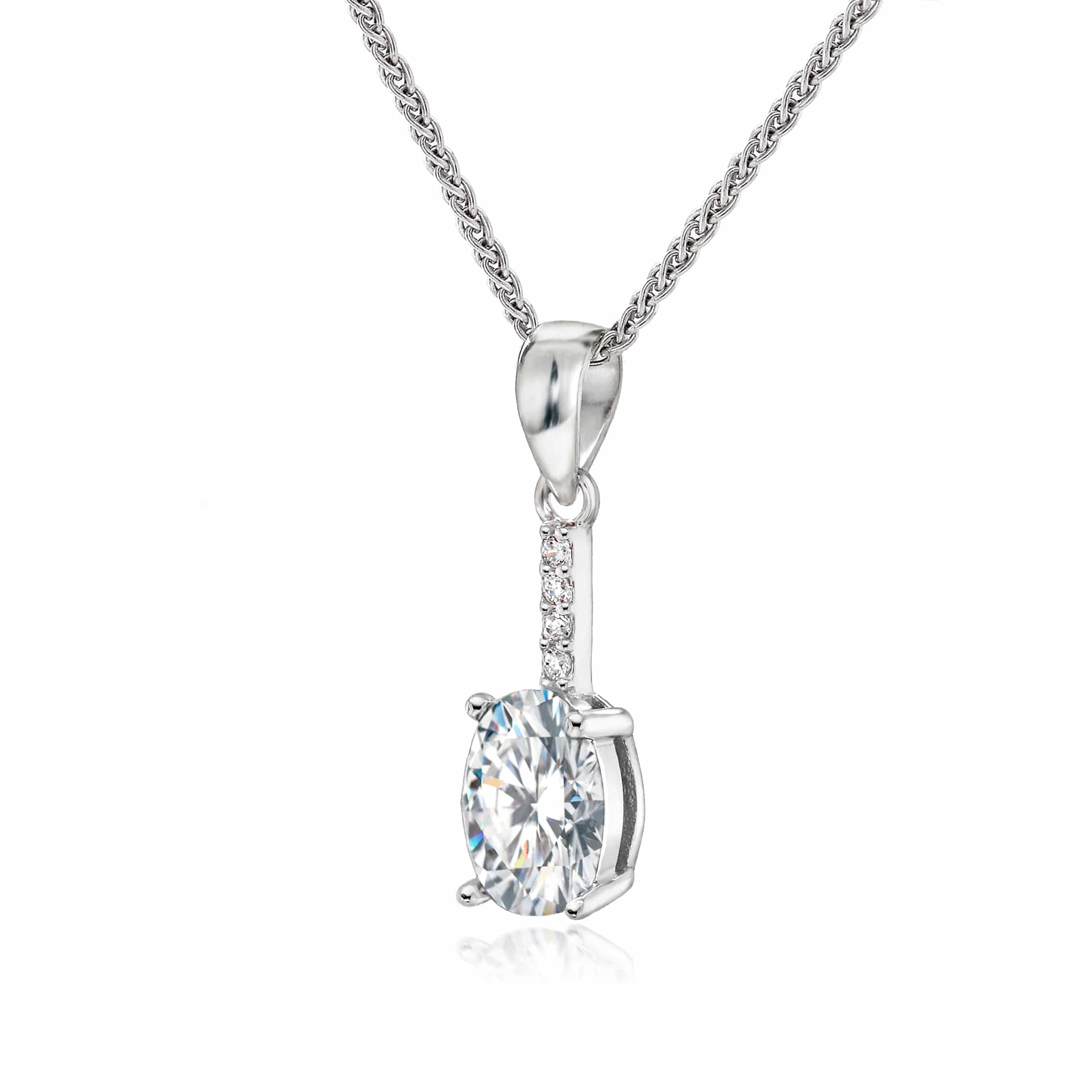 Lynora Jewellery Pendant Vertical Diamond Drop Pendant Sterling Silver / Clear Vertical Diamond Drop Pendant