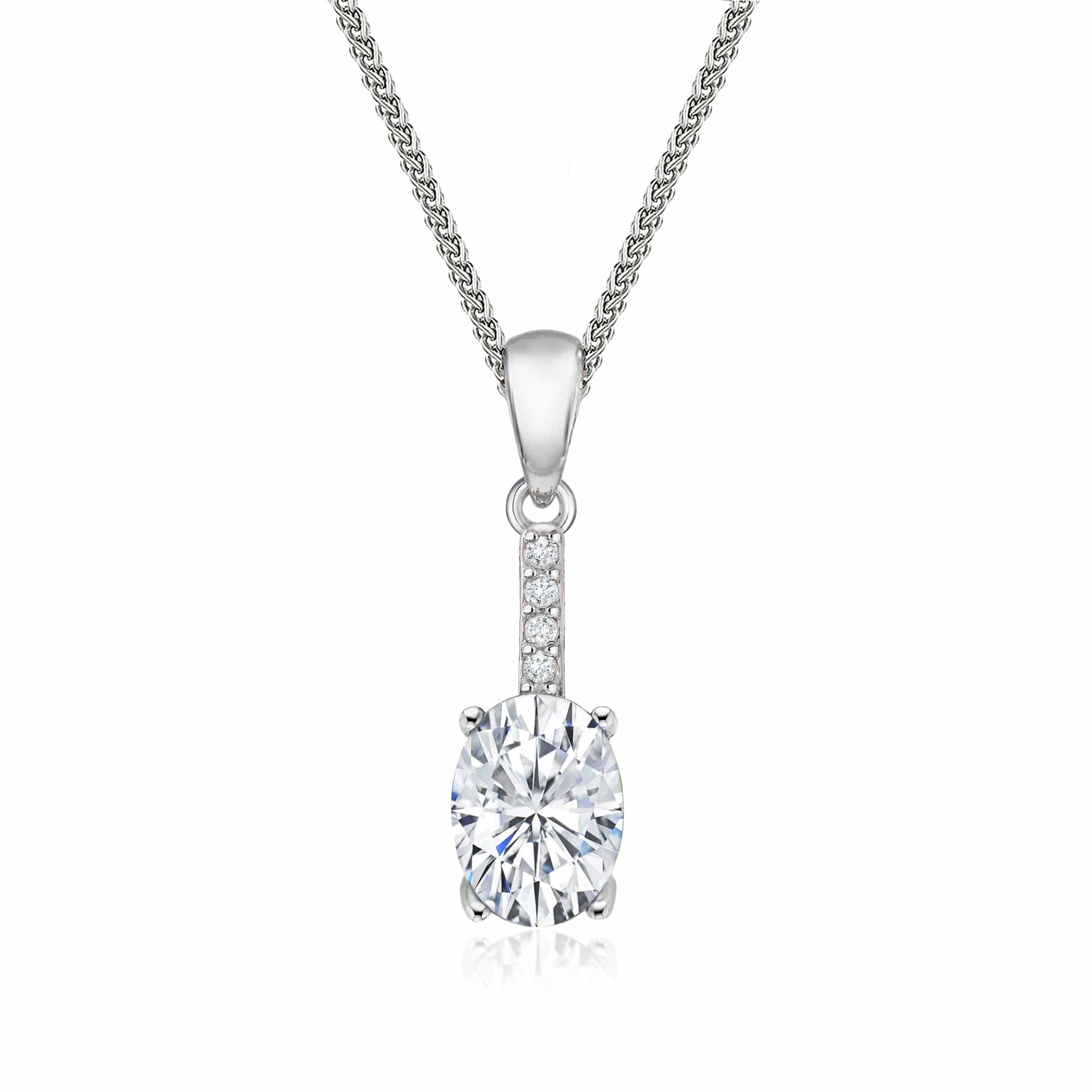 Lynora Jewellery Pendant Vertical Diamond Drop Pendant Sterling Silver / Clear Vertical Diamond Drop Pendant