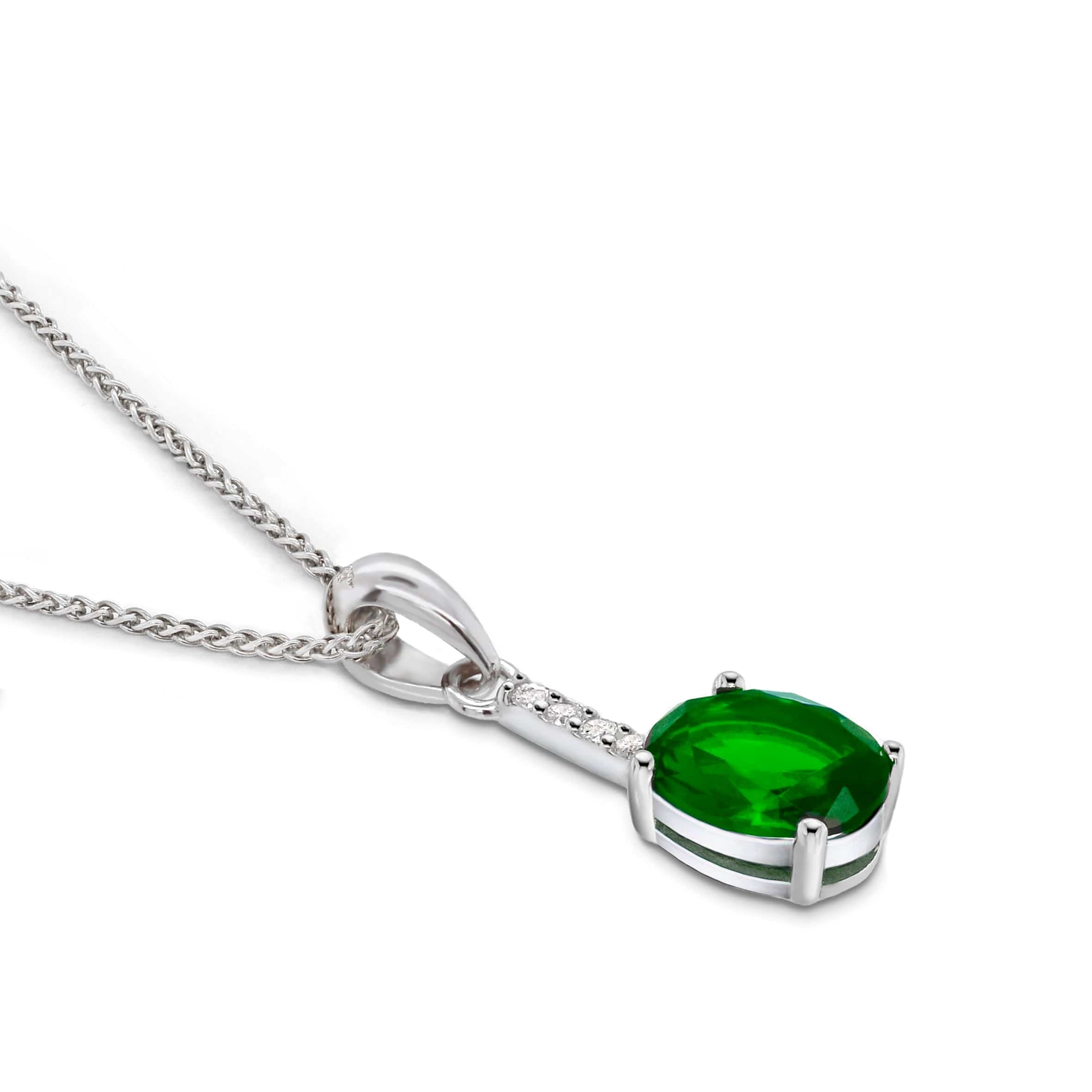Lynora Jewellery Pendant Vertical Emerald Drop Pendant Sterling Silver / Emerald Vertical Emerald Drop Pendant