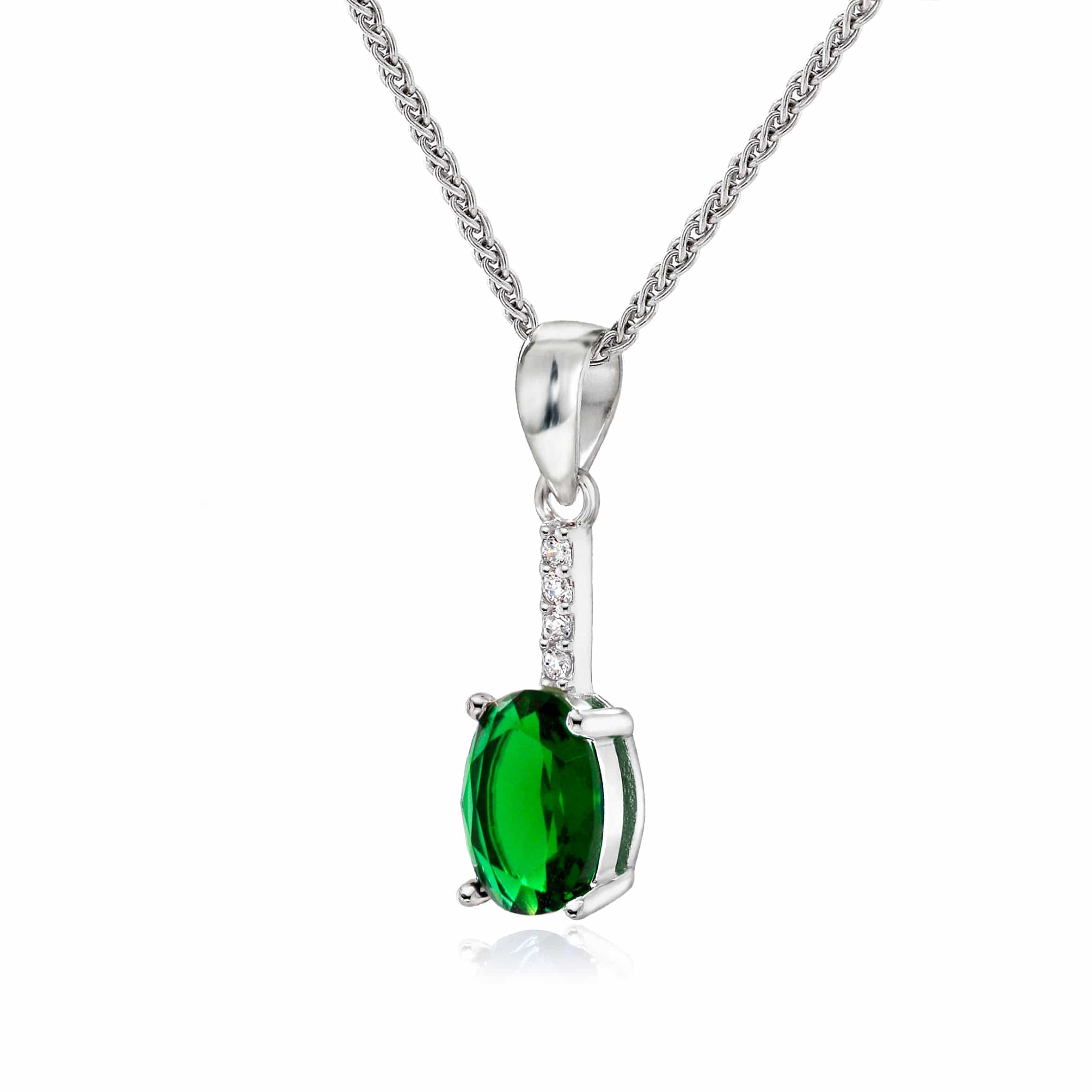 Lynora Jewellery Pendant Vertical Emerald Drop Pendant Sterling Silver / Emerald Vertical Emerald Drop Pendant