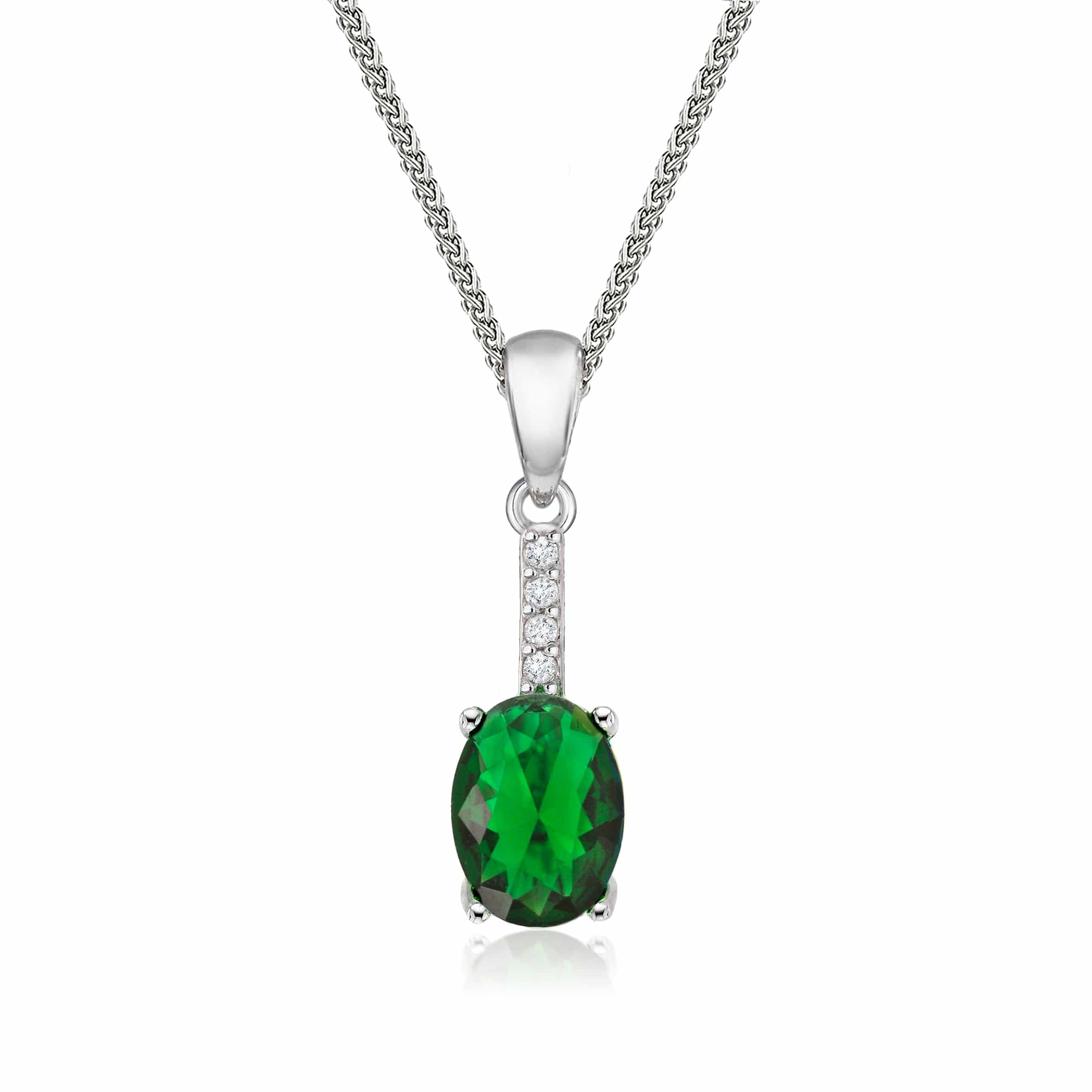 Lynora Jewellery Pendant Vertical Emerald Drop Pendant Sterling Silver / Emerald Vertical Emerald Drop Pendant