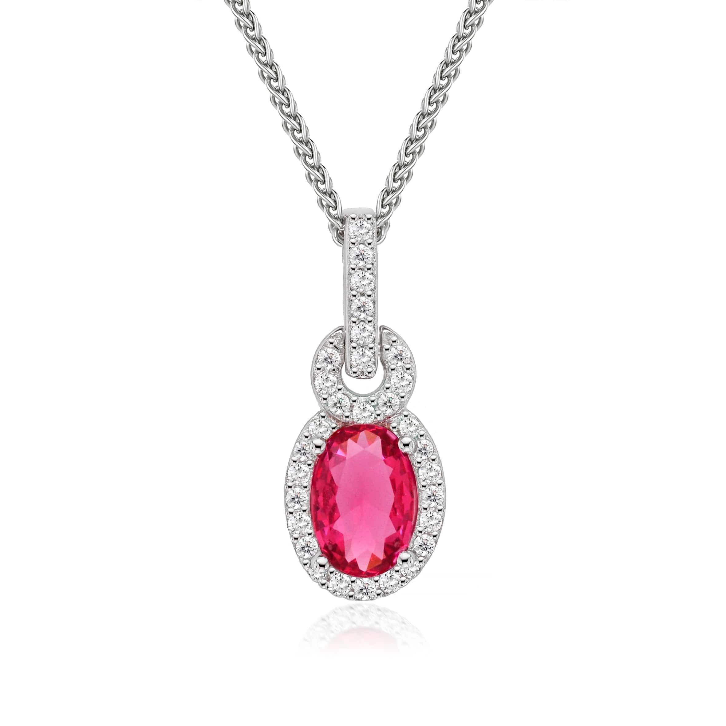 Lynora Jewellery Pendant Oval Twist Ruby Halo Pendant Sterling Silver / Ruby Oval Twist Ruby Halo Pendant
