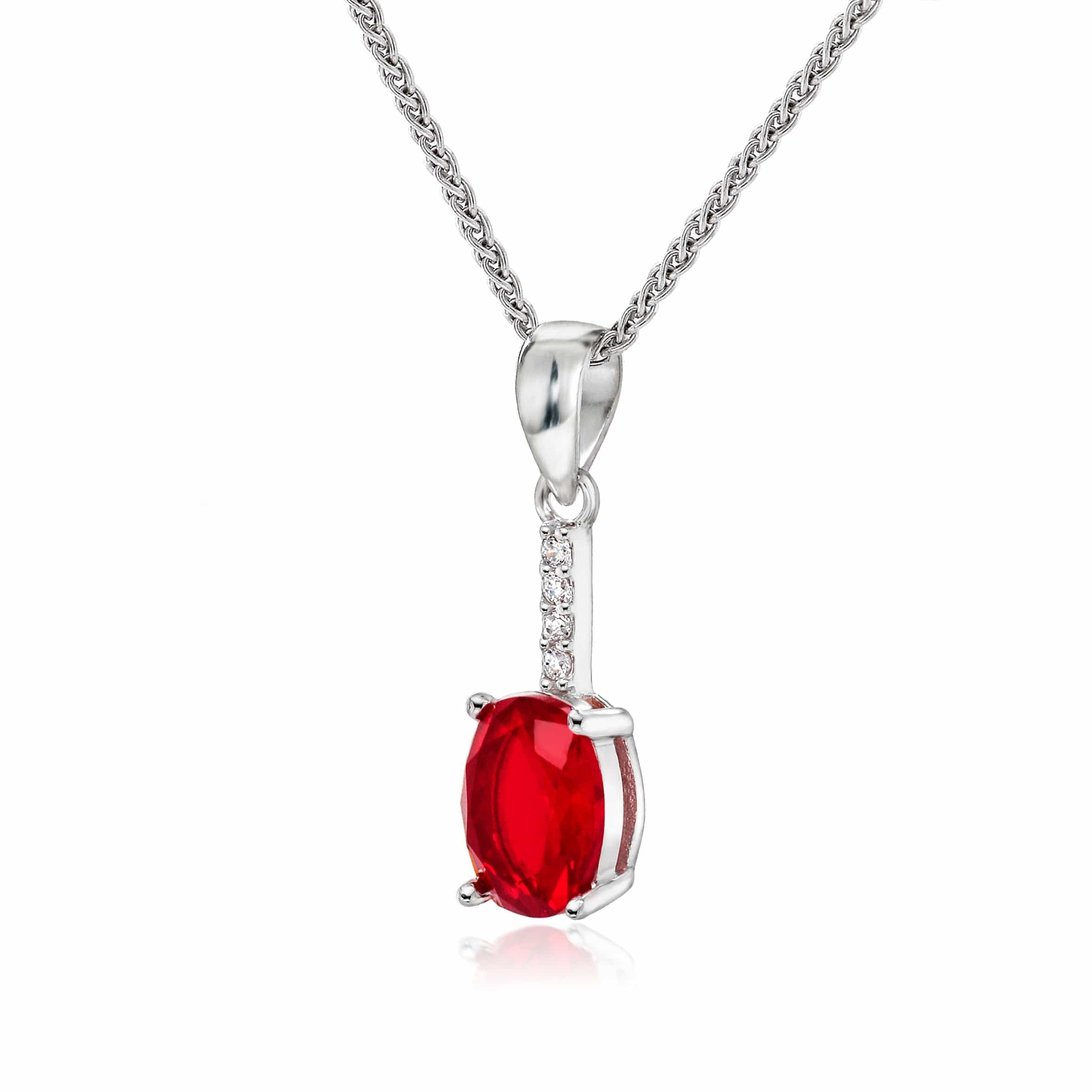 Lynora Jewellery Pendant Vertical Ruby Drop Pendant Sterling Silver / Ruby Vertical Ruby Drop Pendant