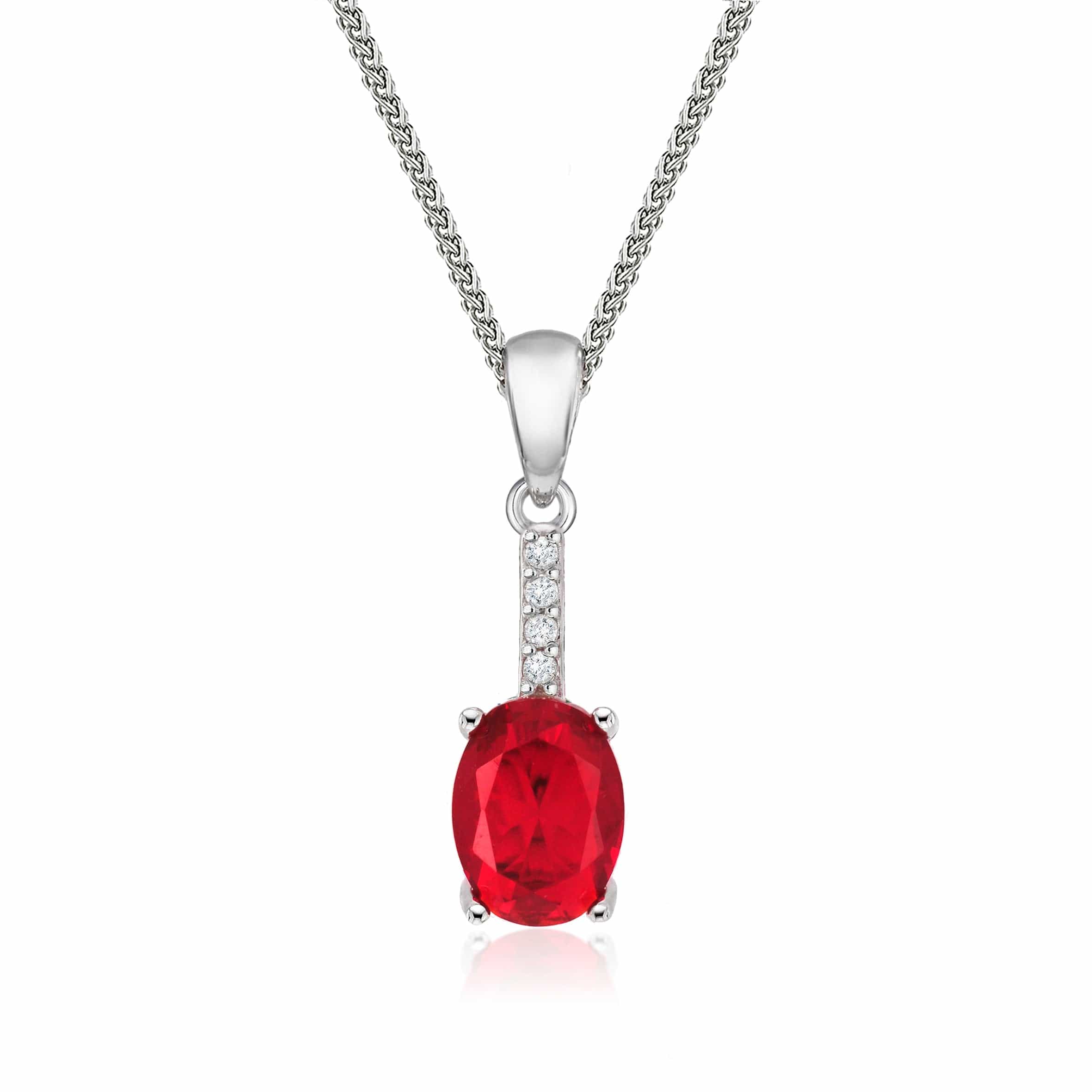 Lynora Jewellery Pendant Vertical Ruby Drop Pendant Sterling Silver / Ruby Vertical Ruby Drop Pendant