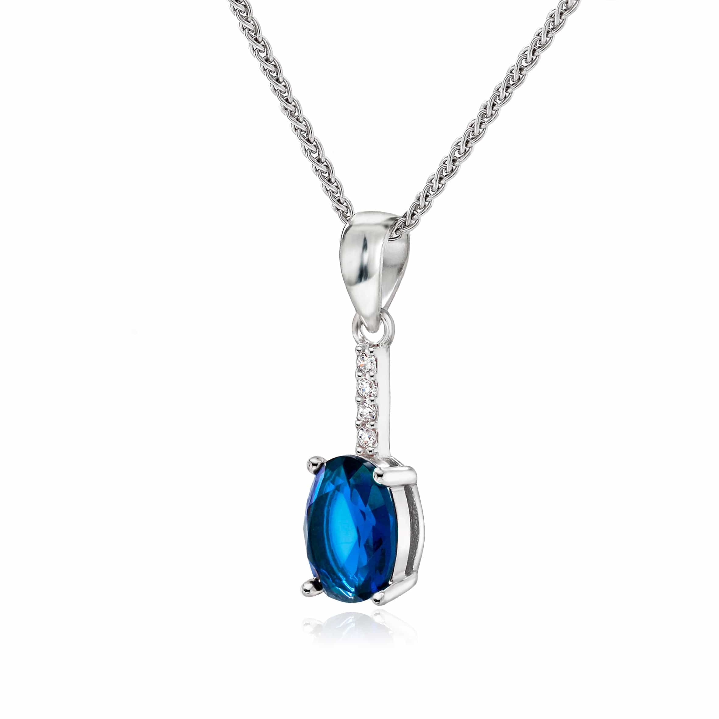 Lynora Jewellery Pendant Vertical Sapphire Drop Pendant Sterling Silver / Sapphire Vertical Sapphire Drop Pendant