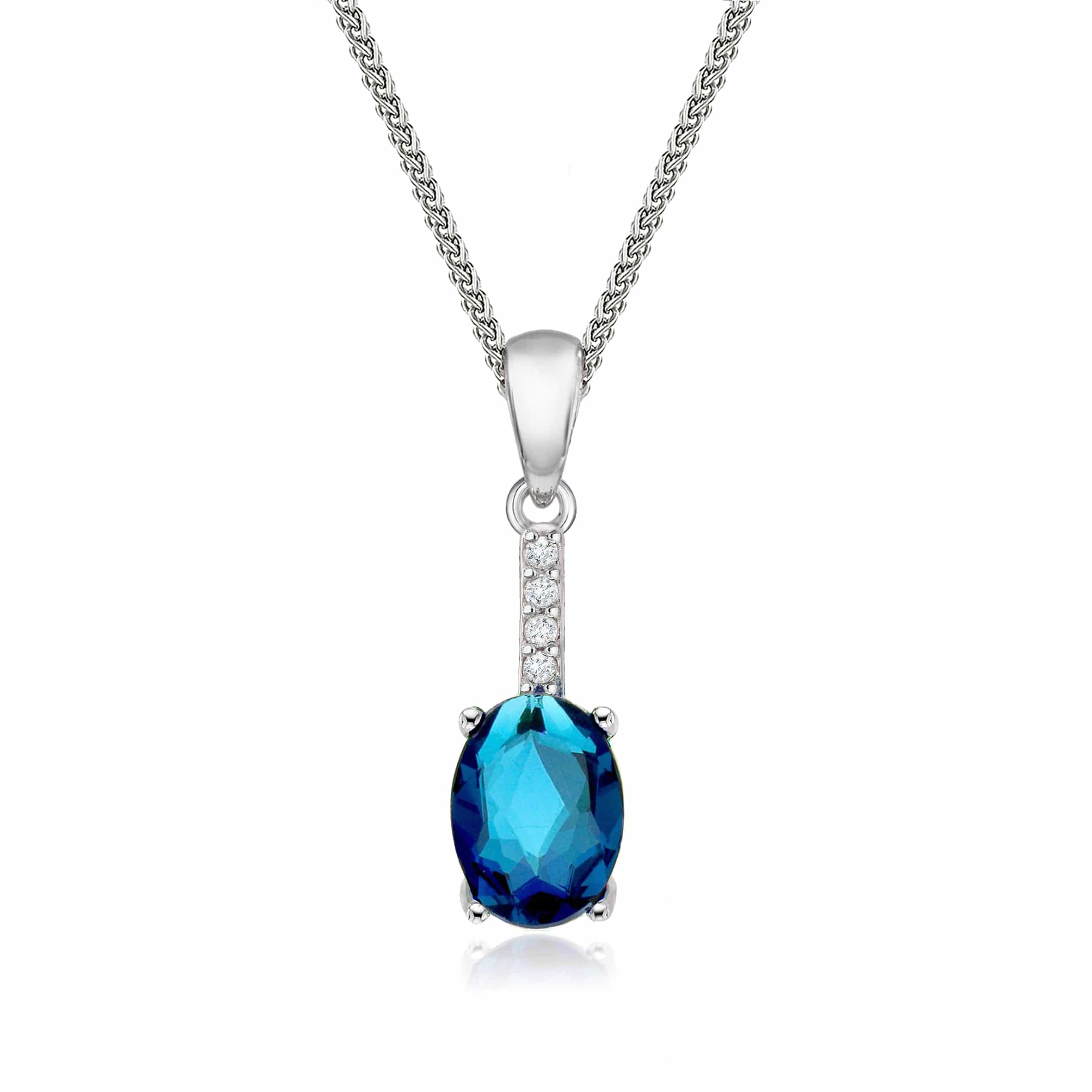 Lynora Jewellery Pendant Vertical Sapphire Drop Pendant Sterling Silver / Sapphire Vertical Sapphire Drop Pendant
