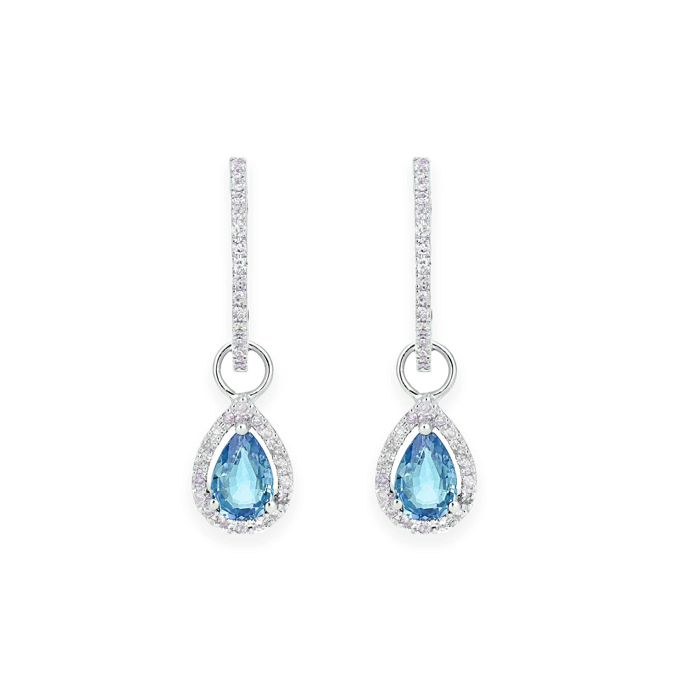 Lynora Luxe Earring 9ct White Gold Blue Topaz Teardrop and Diamond Halo Earrings White Gold 9ct / Blue Topaz 9ct White Gold Blue Topaz Teardrop and Diamond Halo Earrings