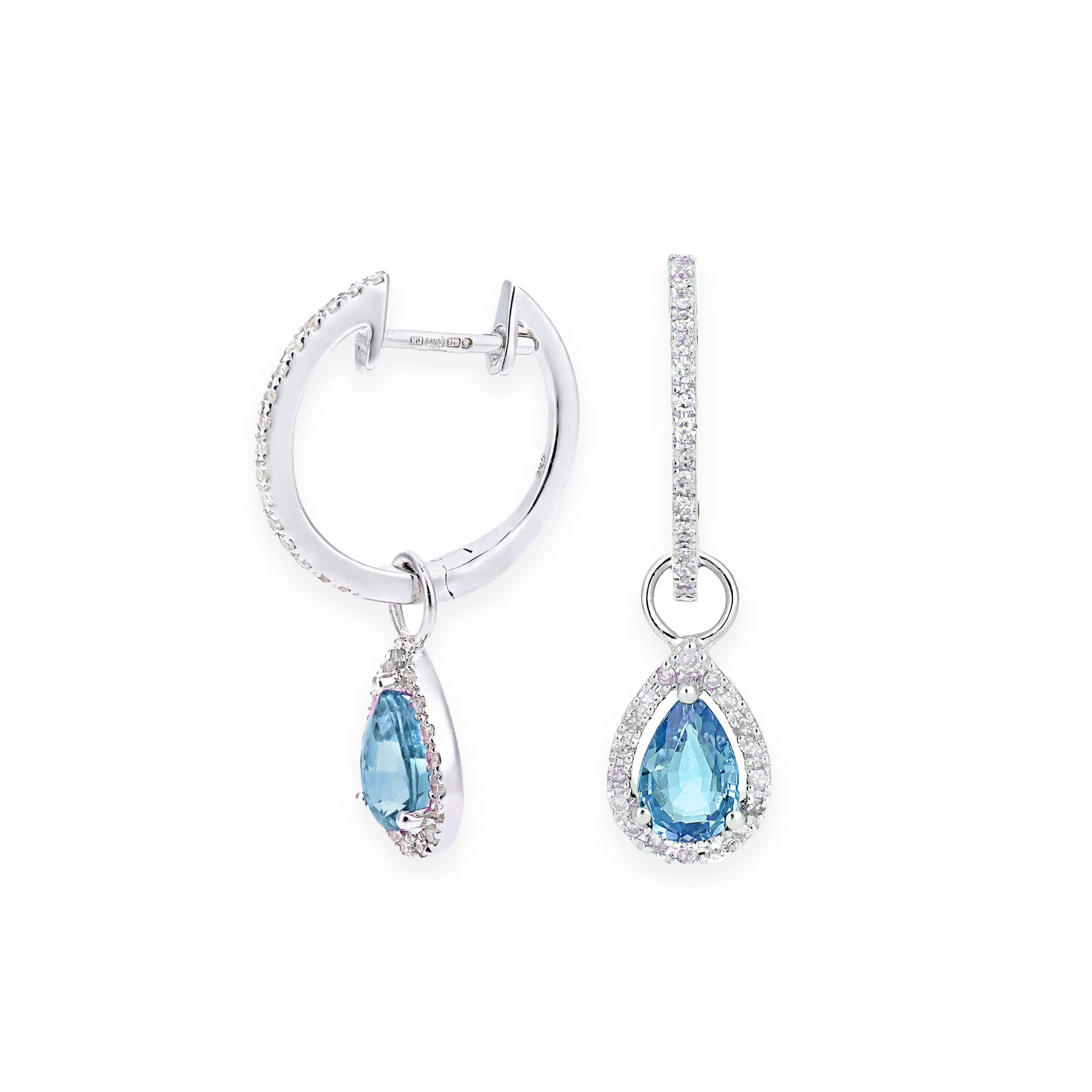 Lynora Luxe Earring 9ct White Gold Blue Topaz Teardrop and Diamond Halo Earrings White Gold 9ct / Blue Topaz 9ct White Gold Blue Topaz Teardrop and Diamond Halo Earrings