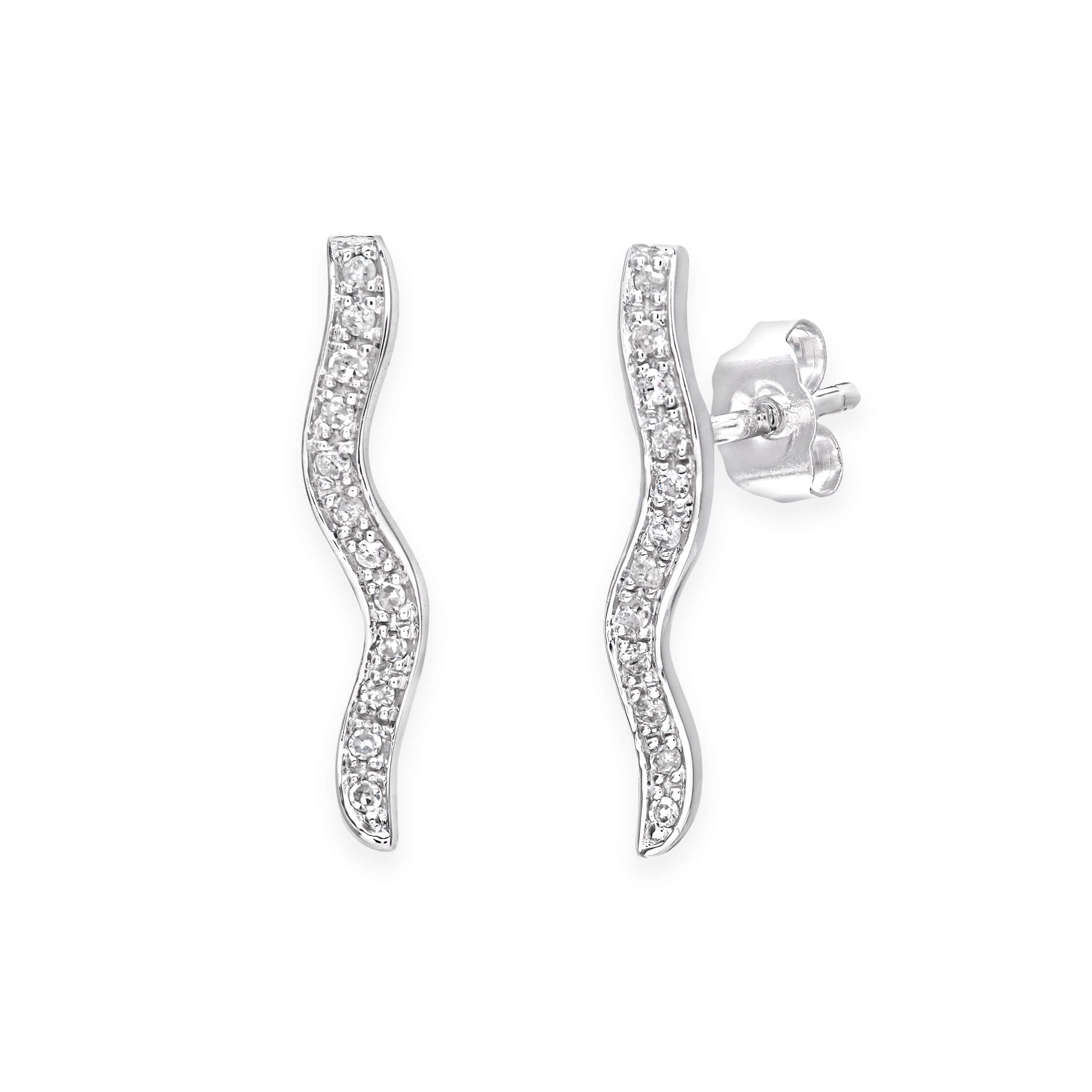 Lynora Luxe Earring 9ct White Gold 0.15ct Diamond Wave Drop Earrings White Gold 9ct / Diamond 9ct White Gold 0.15ct Diamond Wave Drop Earrings