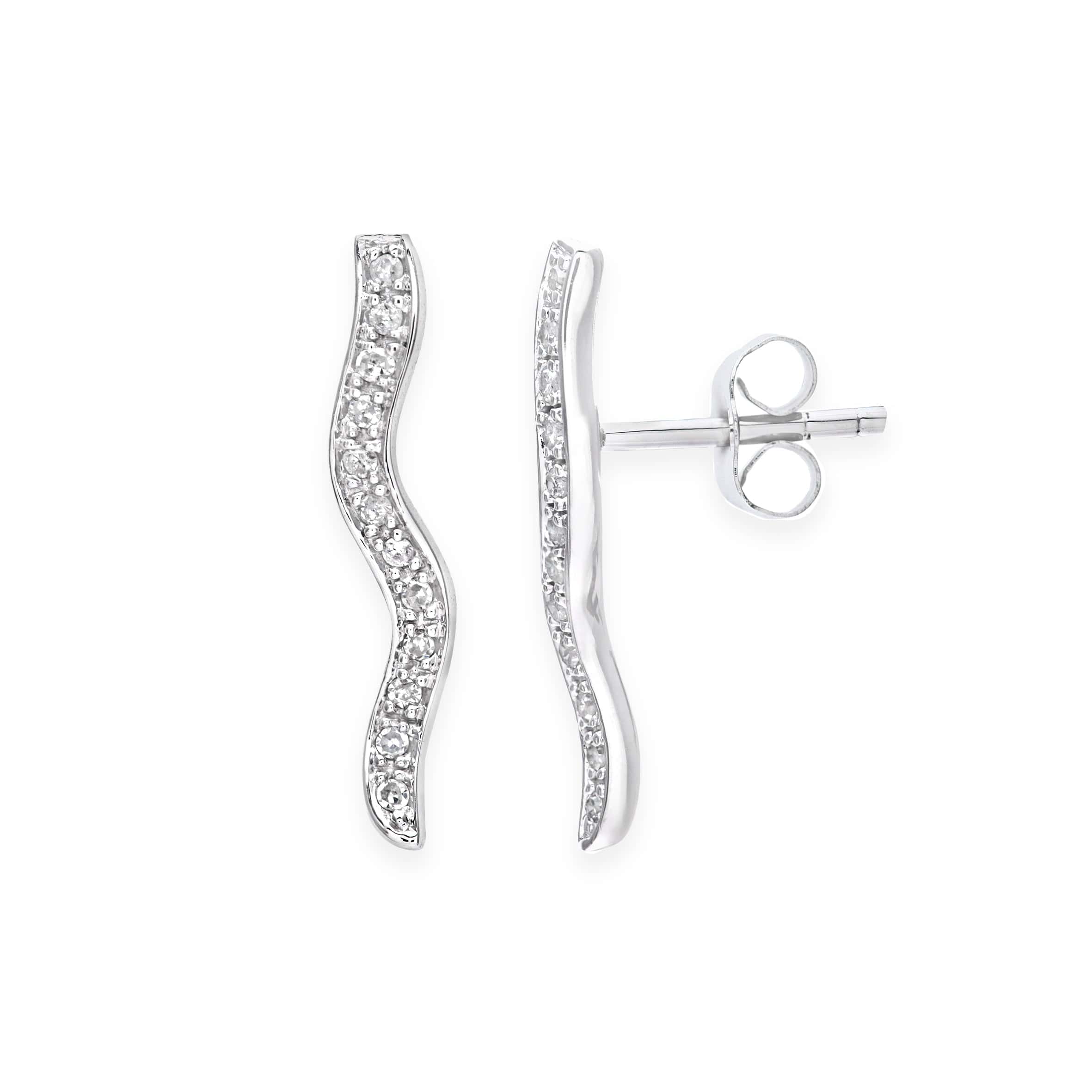 Lynora Luxe Earring 9ct White Gold 0.15ct Diamond Wave Drop Earrings White Gold 9ct / Diamond 9ct White Gold 0.15ct Diamond Wave Drop Earrings