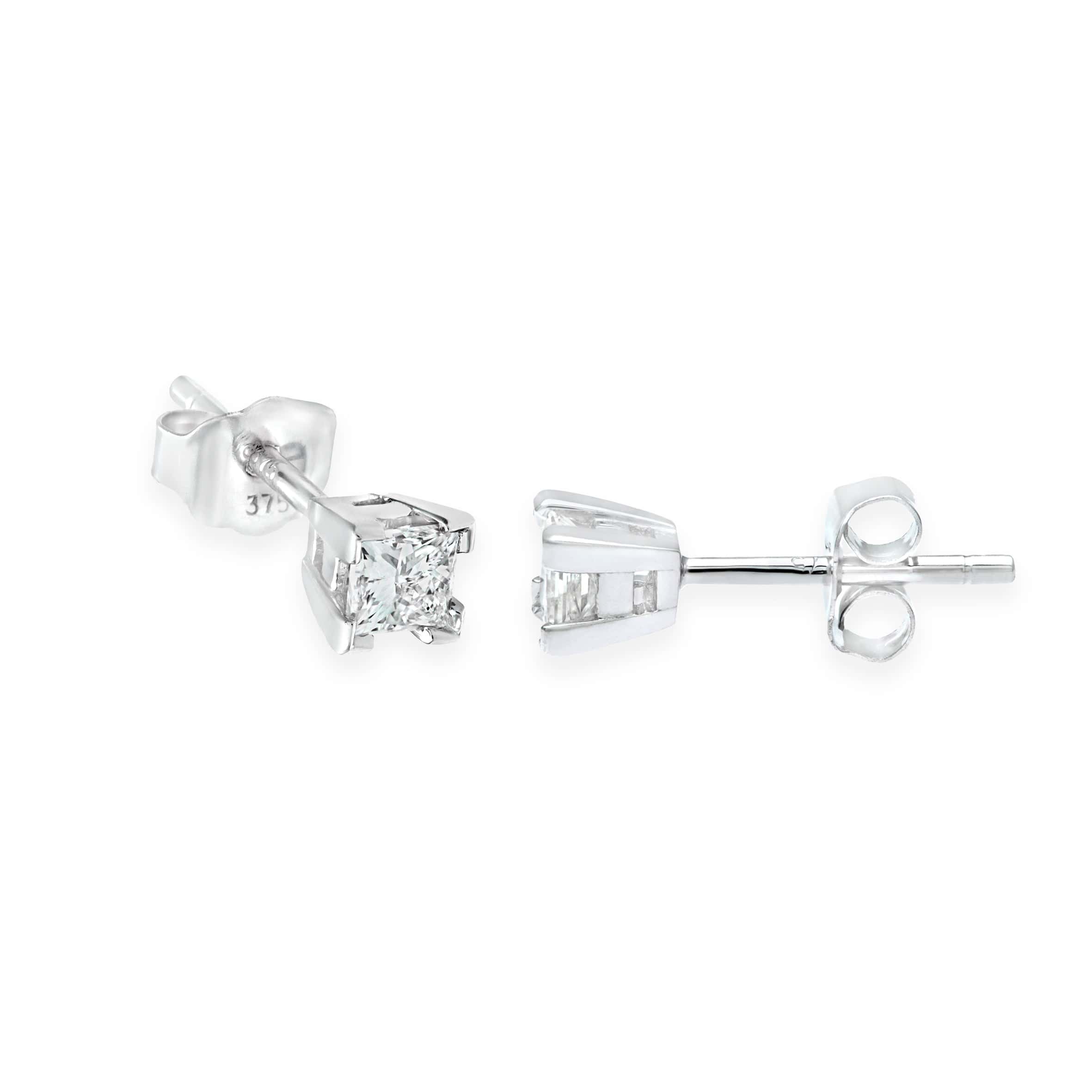 Lynora Luxe Earring 9ct White Gold 0.25ct Square Cut Diamond Solitaire Earrings White Gold 9ct / Diamond 9ct White Gold 0.25ct Square Cut Diamond Solitaire Earrings