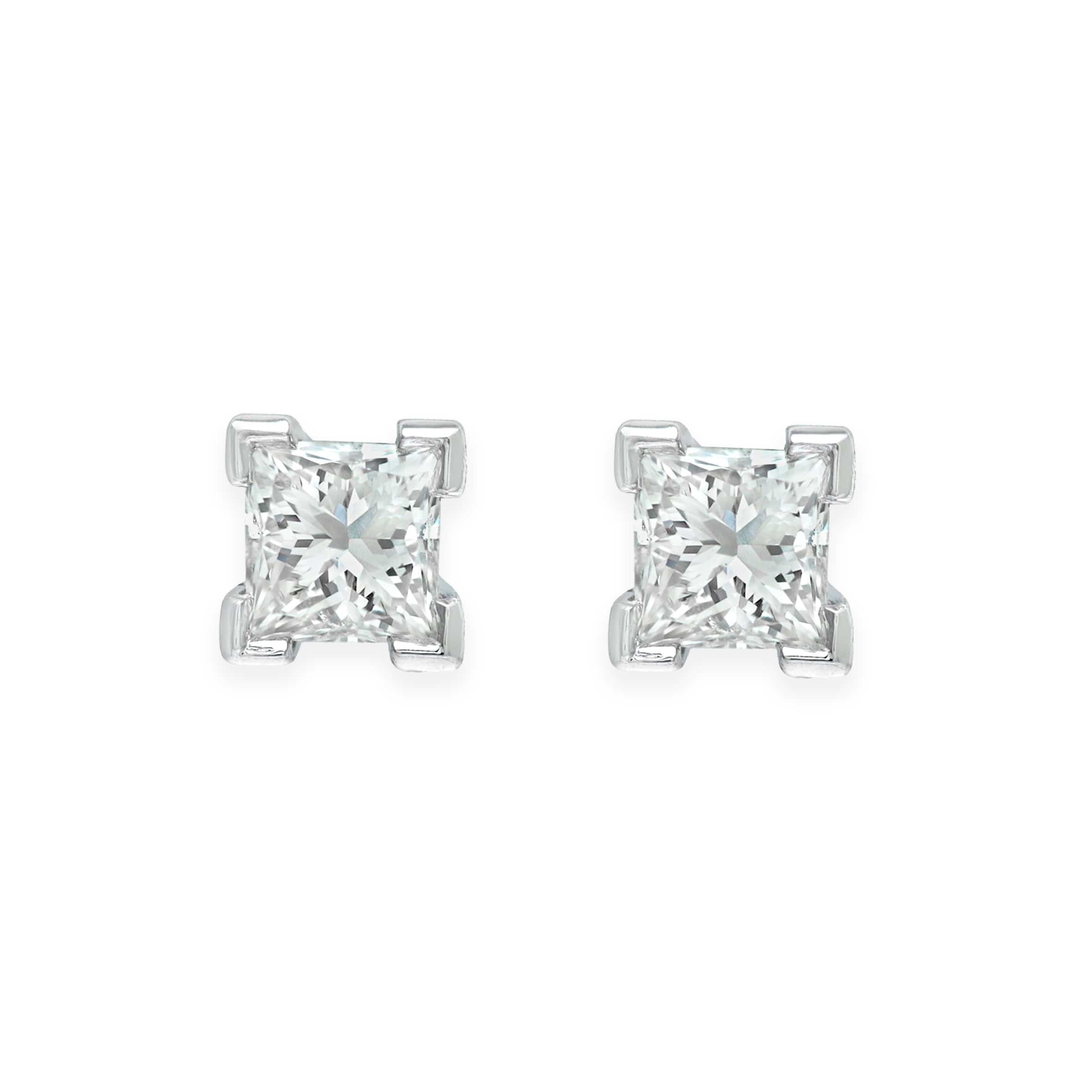 Lynora Luxe Earring 9ct White Gold 0.25ct Square Cut Diamond Solitaire Earrings White Gold 9ct / Diamond 9ct White Gold 0.25ct Square Cut Diamond Solitaire Earrings