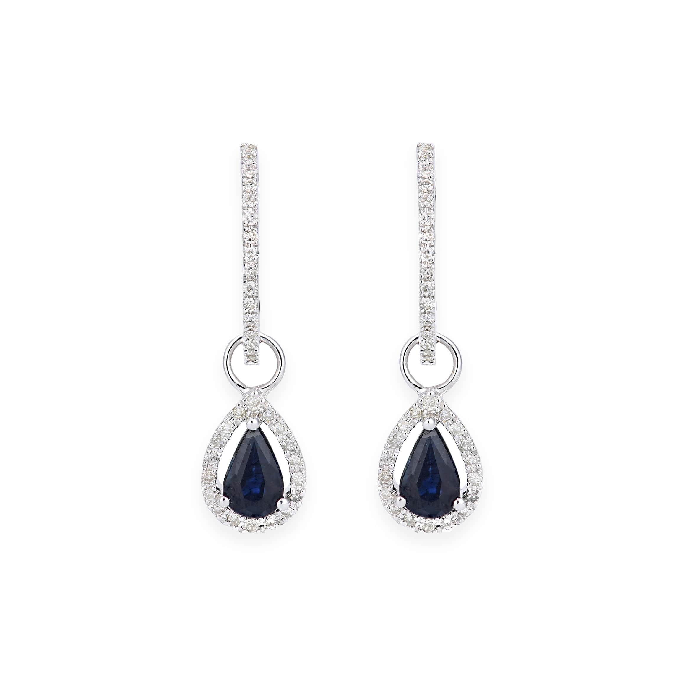 Lynora Luxe Earring 9ct White Gold Sapphire Teardrop and Diamond Halo Earrings White Gold 9ct / Sapphire 9ct White Gold Sapphire Teardrop and Diamond Halo Earrings