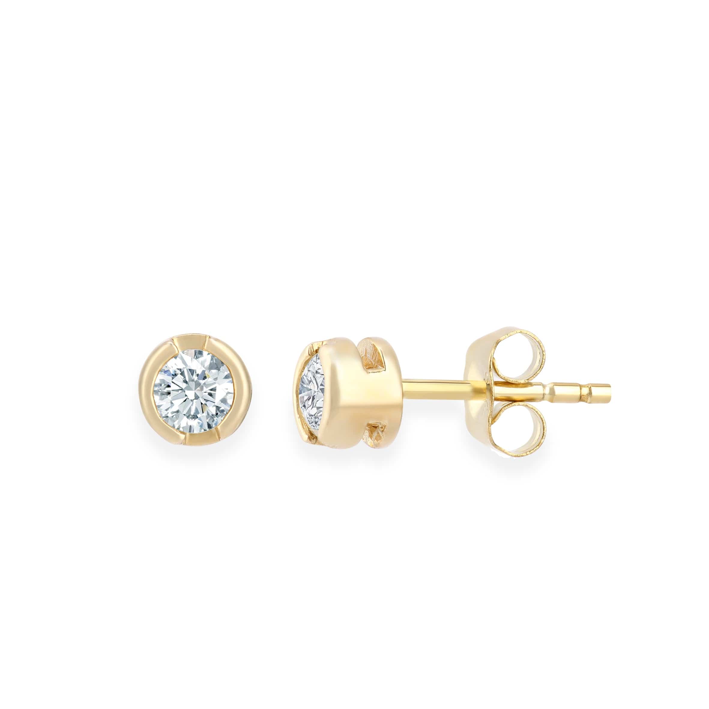 Lynora Luxe Earring 9ct Yellow Gold 0.25ct Round Bezel Set Diamond Stud Earrings Yellow Gold 9ct / Diamond 9ct Yellow Gold 0.25ct Round Bezel Set Diamond Stud Earrings