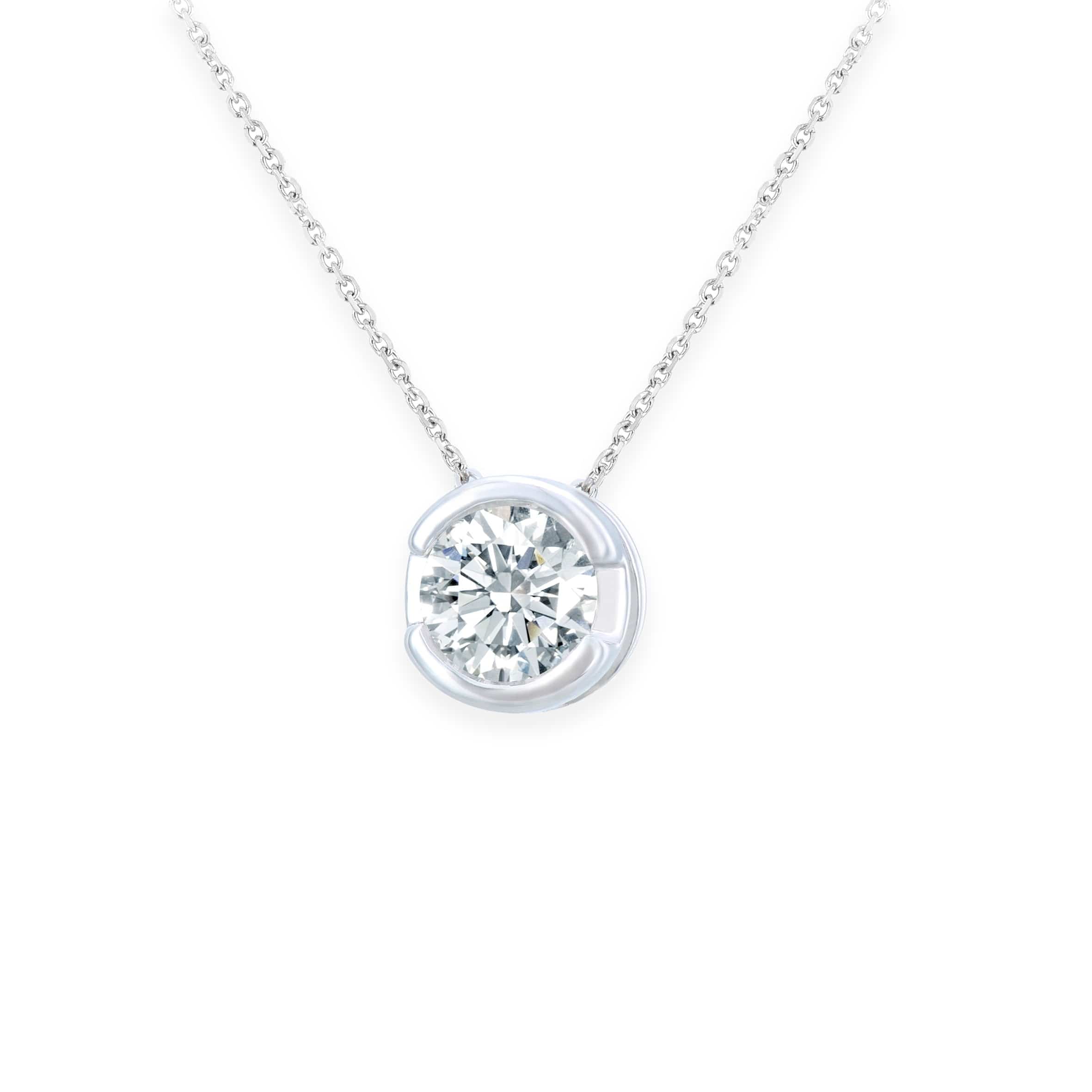 Lynora Luxe Necklace 9ct White Gold 0.25ct Diamond Bezel Set Pendant and Chain White Gold 9ct / Diamond / 18" 9ct White Gold 0.25ct Diamond Bezel Set Pendant and Chain
