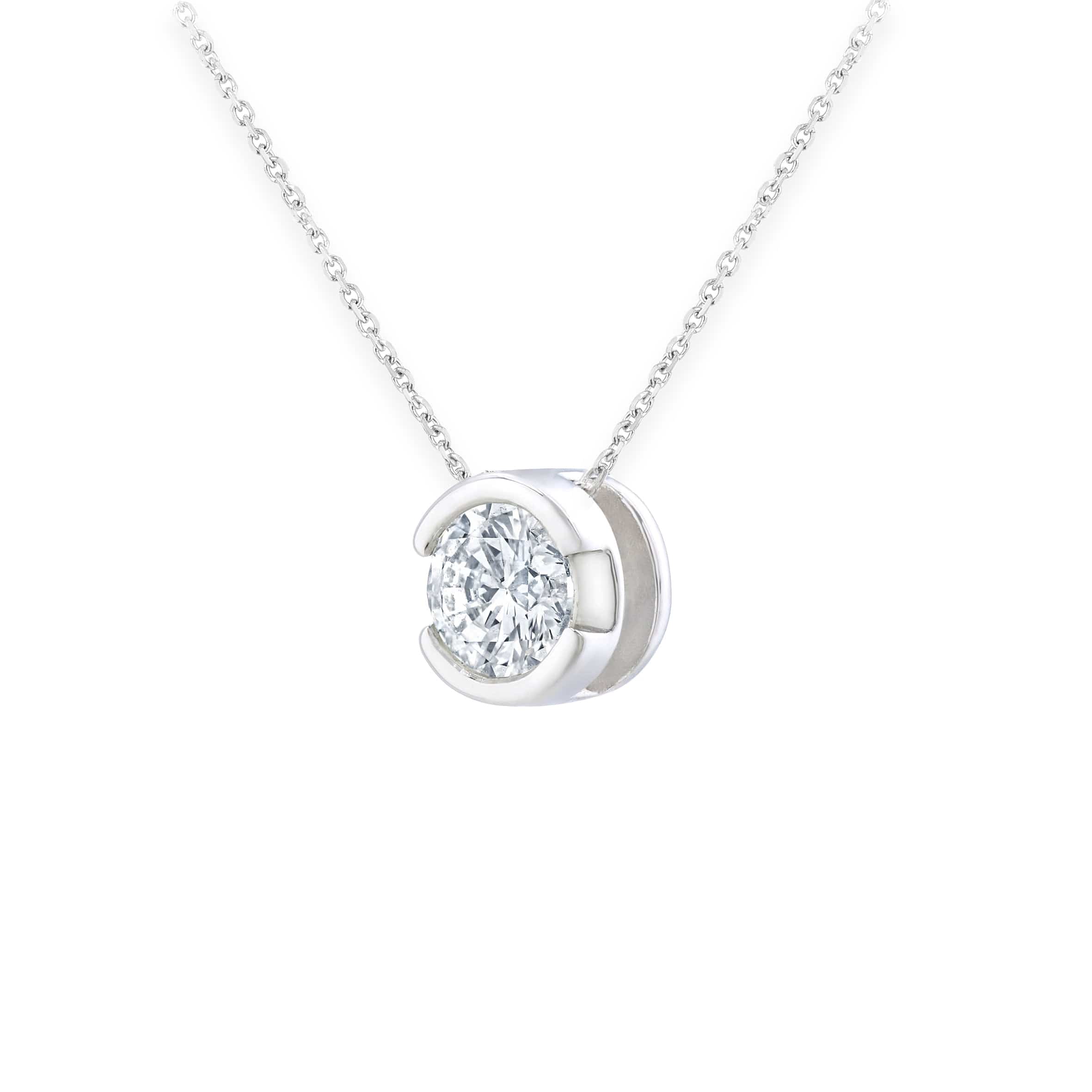 Lynora Luxe Necklace 9ct White Gold 0.25ct Diamond Bezel Set Pendant and Chain White Gold 9ct / Diamond / 18" 9ct White Gold 0.25ct Diamond Bezel Set Pendant and Chain