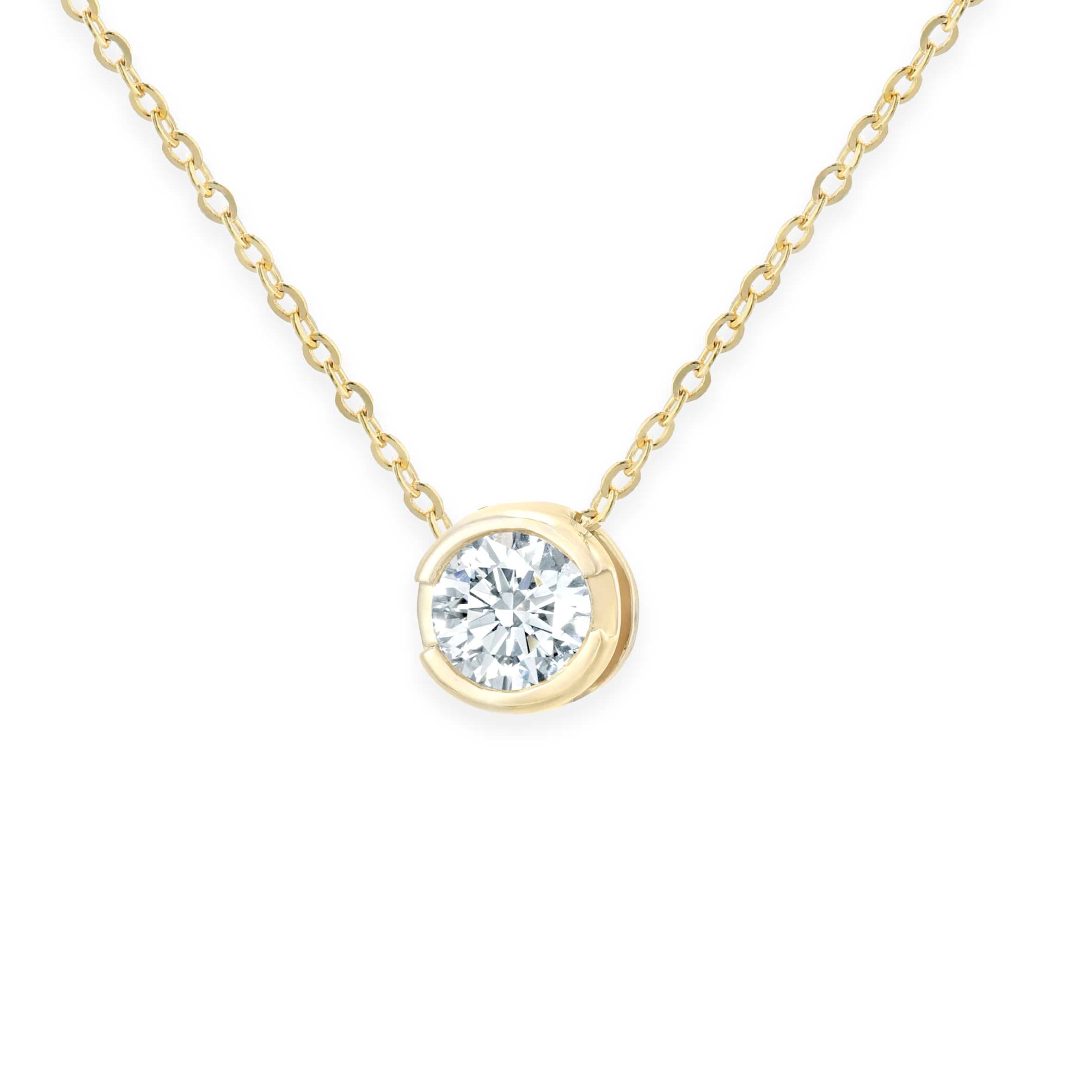Lynora Luxe Necklace 9ct Yellow Gold 0.25ct Round Bezel Set Diamond Pendant White Gold 9ct / Diamond / 18" 9ct Yellow Gold 0.25ct Round Bezel Set Diamond Pendant