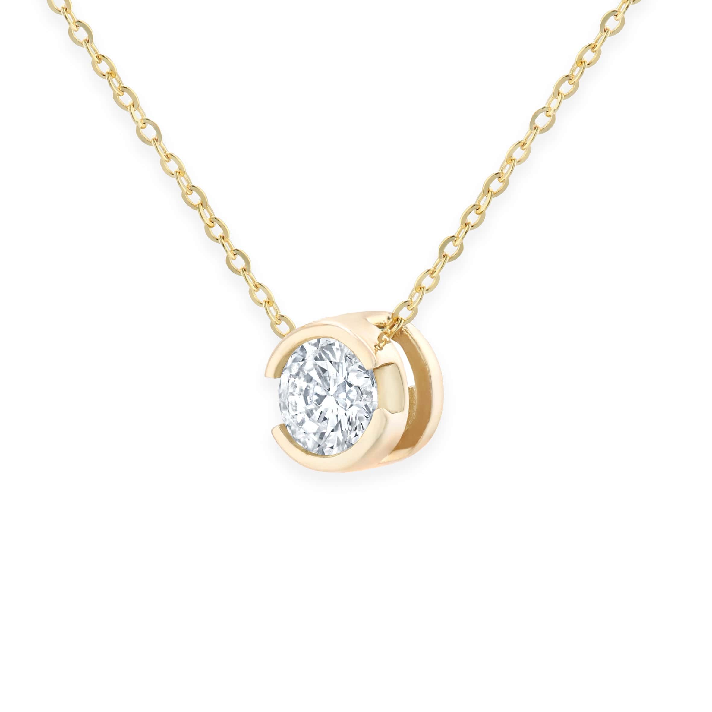 Lynora Luxe Necklace 9ct Yellow Gold 0.25ct Round Bezel Set Diamond Pendant White Gold 9ct / Diamond / 18" 9ct Yellow Gold 0.25ct Round Bezel Set Diamond Pendant