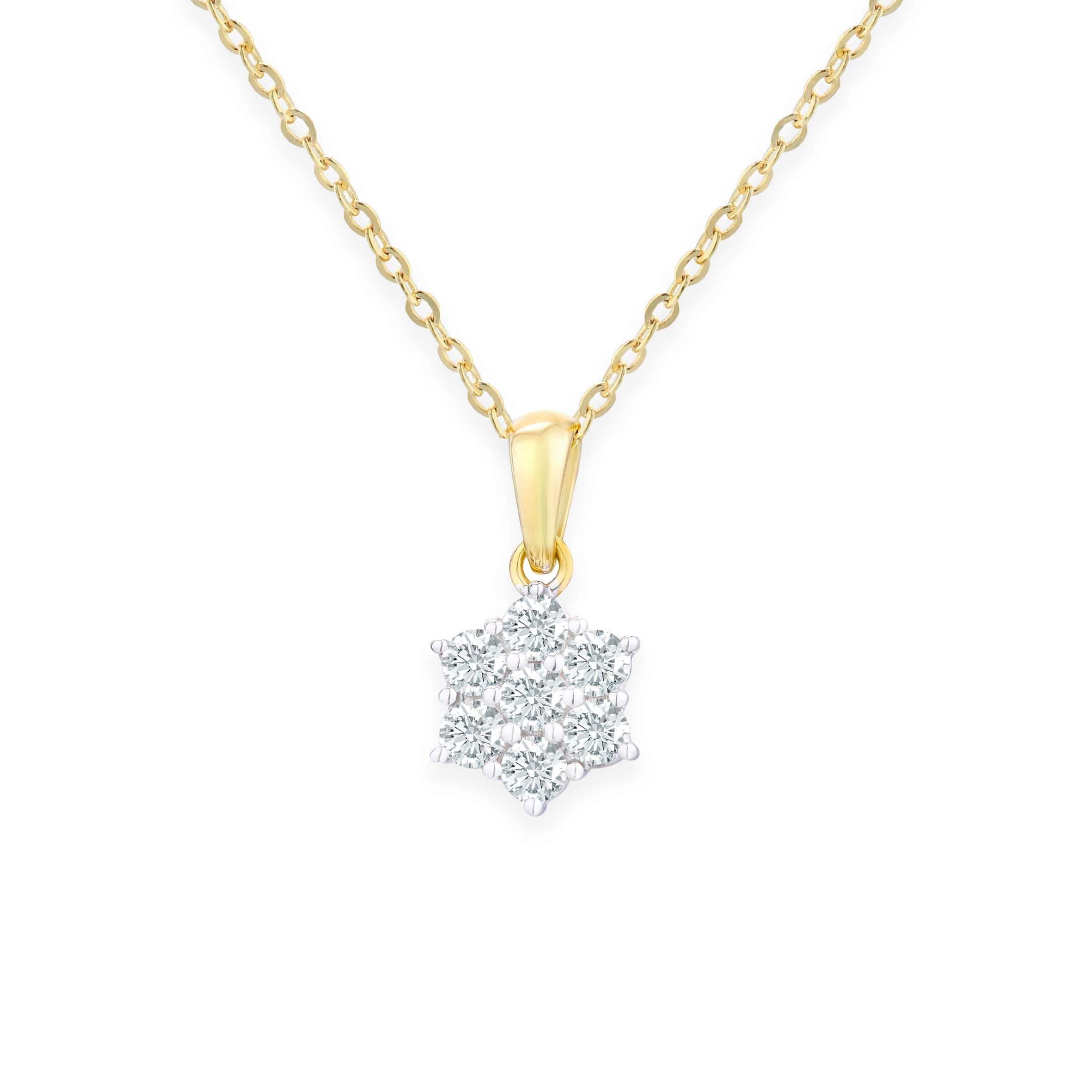 Lynora Luxe Necklace 9ct Yellow Gold 0.50ct Diamond Star Cluster Pendant Necklace Yellow Gold 9ct / Diamond / 18" 9ct Yellow Gold 0.50ct Diamond Star Cluster Pendant Necklace