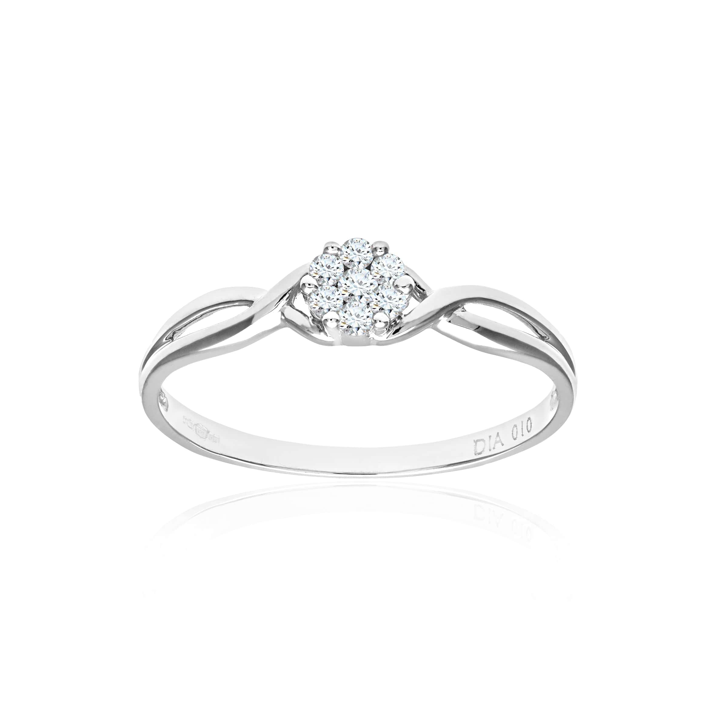 Lynora Luxe Ring 9ct White Gold 0.10ct Diamond Cluster Twist Ring 9ct White Gold 0.10ct Diamond Cluster Twist Ring
