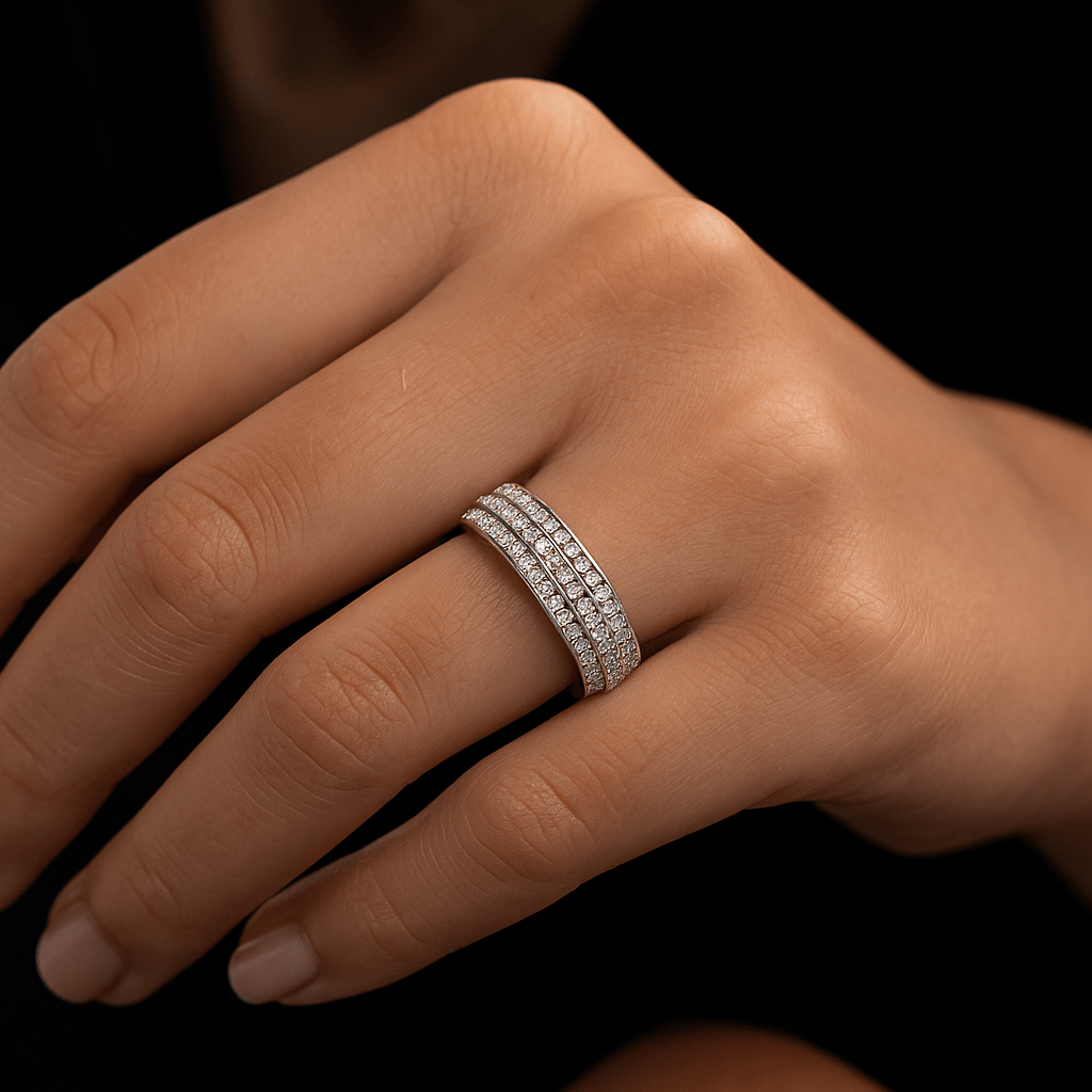 Lynora Luxe Ring 9ct White Gold 0.25ct Triple Row Diamond Half Eternity Ring 9ct White Gold 0.25ct Triple Row Diamond Half Eternity Ring