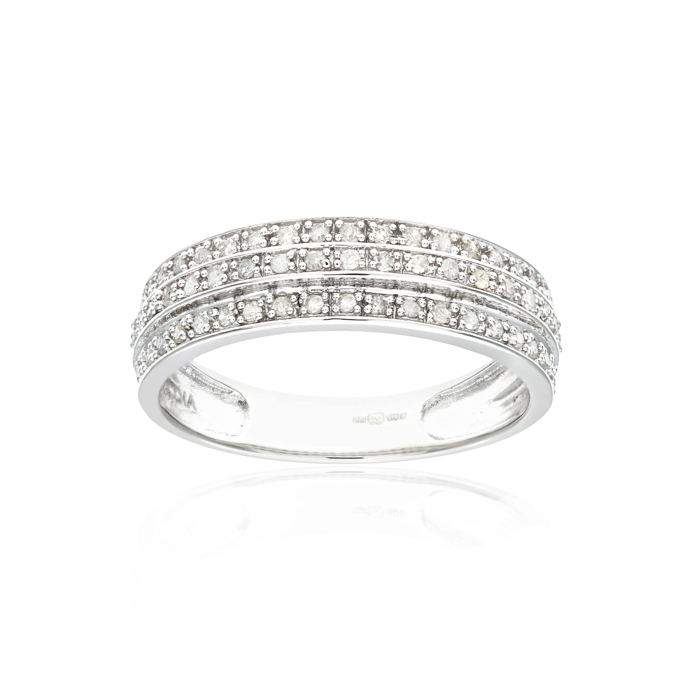 Lynora Luxe Ring 9ct White Gold 0.25ct Triple Row Diamond Half Eternity Ring 9ct White Gold 0.25ct Triple Row Diamond Half Eternity Ring
