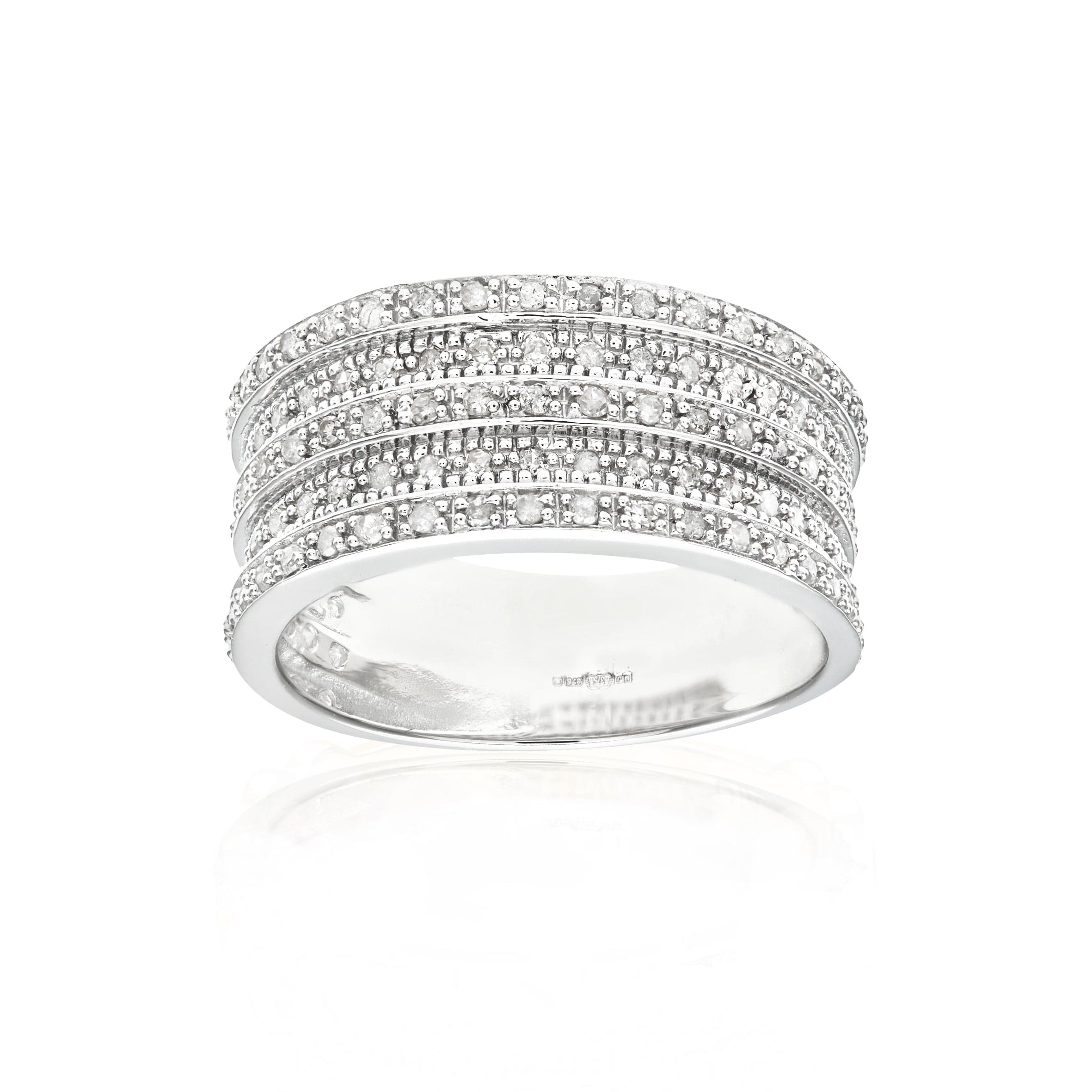 Lynora Luxe Ring 9ct White Gold 0.5ct Multi Row Diamond Half Eternity Ring 9ct White Gold 0.5ct Multi Row Diamond Half Eternity Ring
