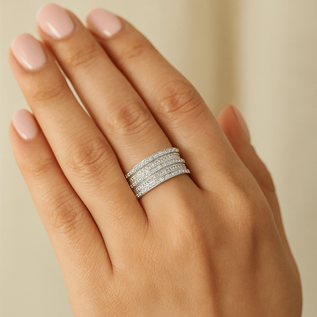 Lynora Luxe Ring 9ct White Gold 0.5ct Multi Row Diamond Half Eternity Ring 9ct White Gold 0.5ct Multi Row Diamond Half Eternity Ring