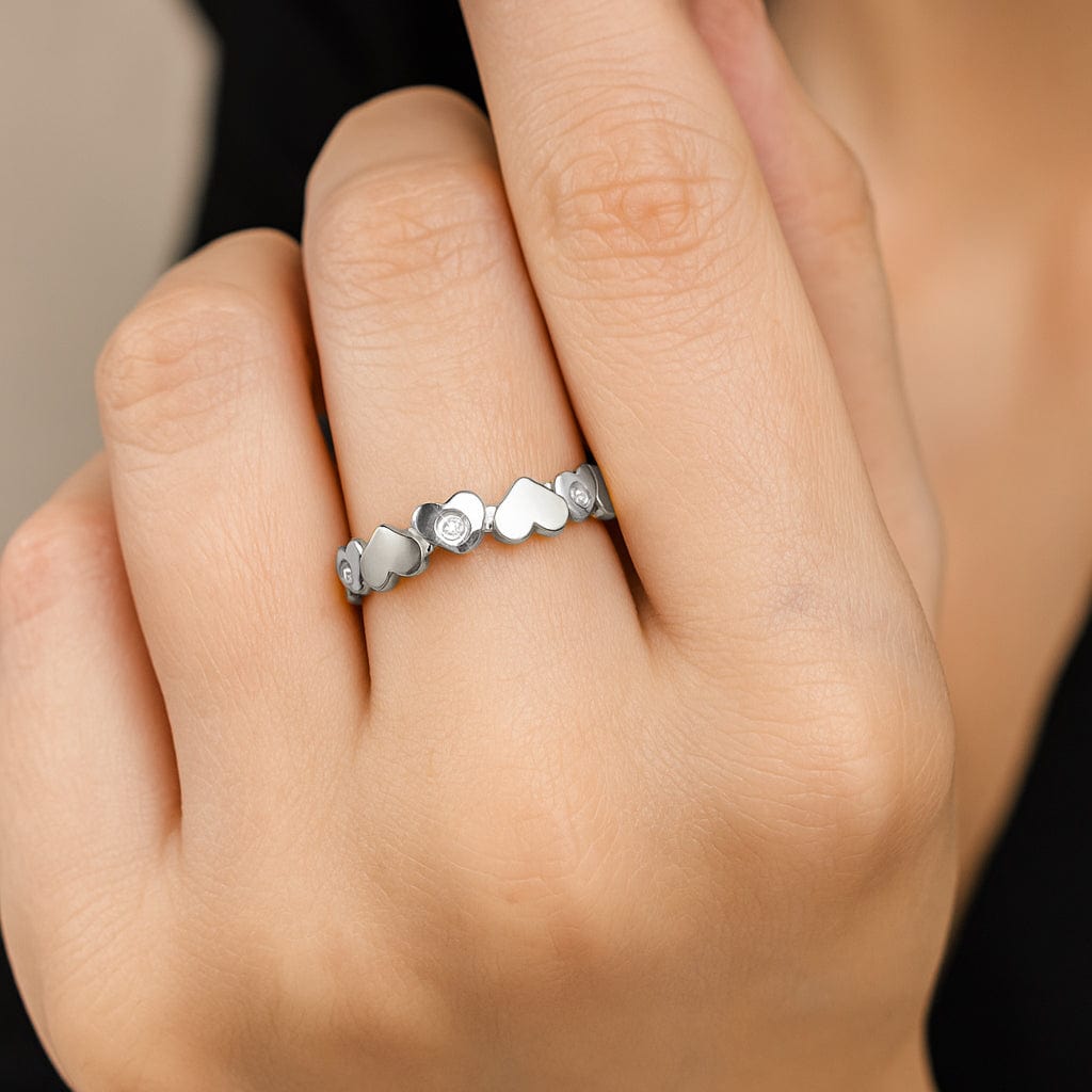 Lynora Luxe Ring 9ct White Gold Diamond Hearts Ring 9ct White Gold Diamond Hearts Ring