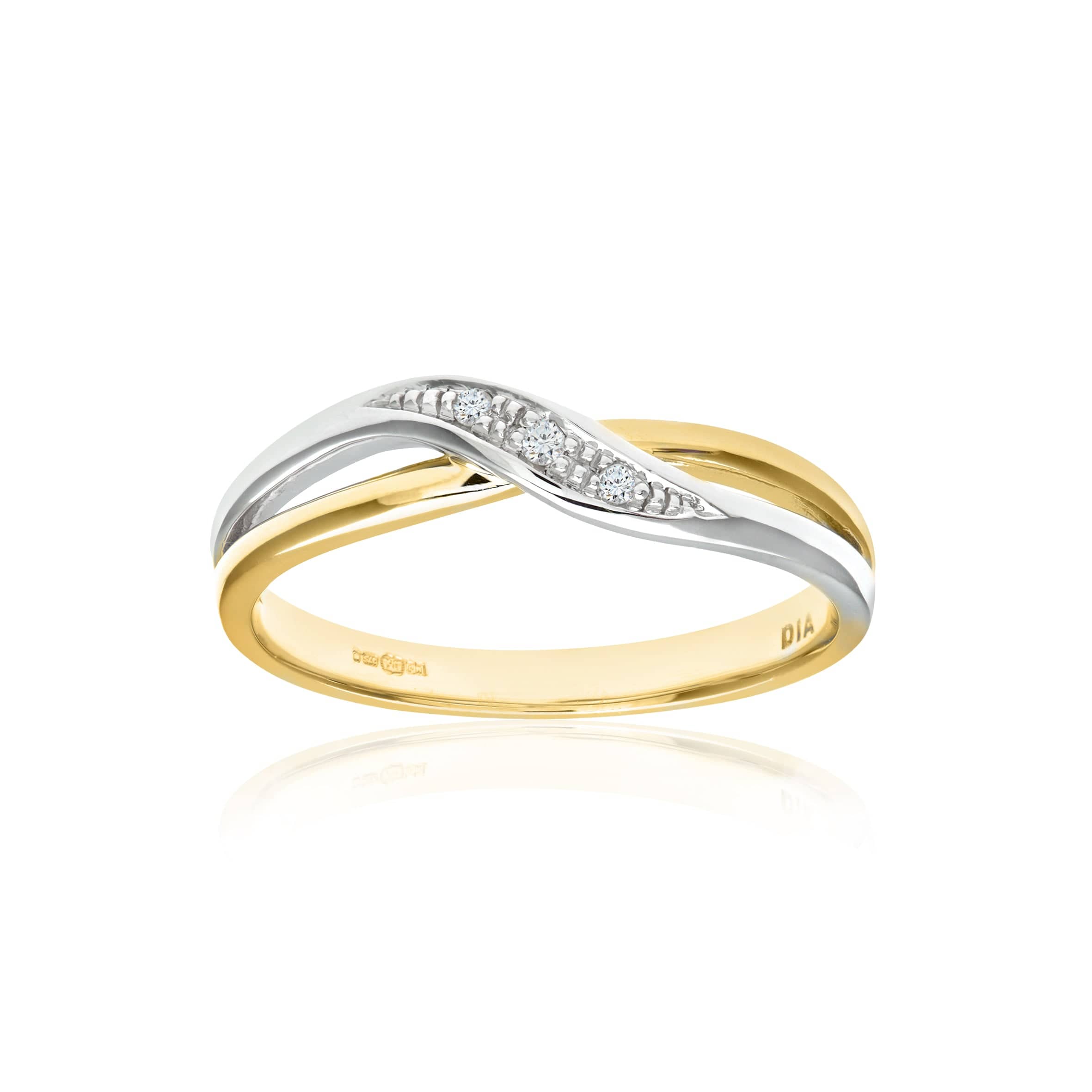 Lynora Luxe Ring 9ct Yellow and White Gold Diamond Crossover Ring 9ct Yellow and White Gold Diamond Crossover Ring