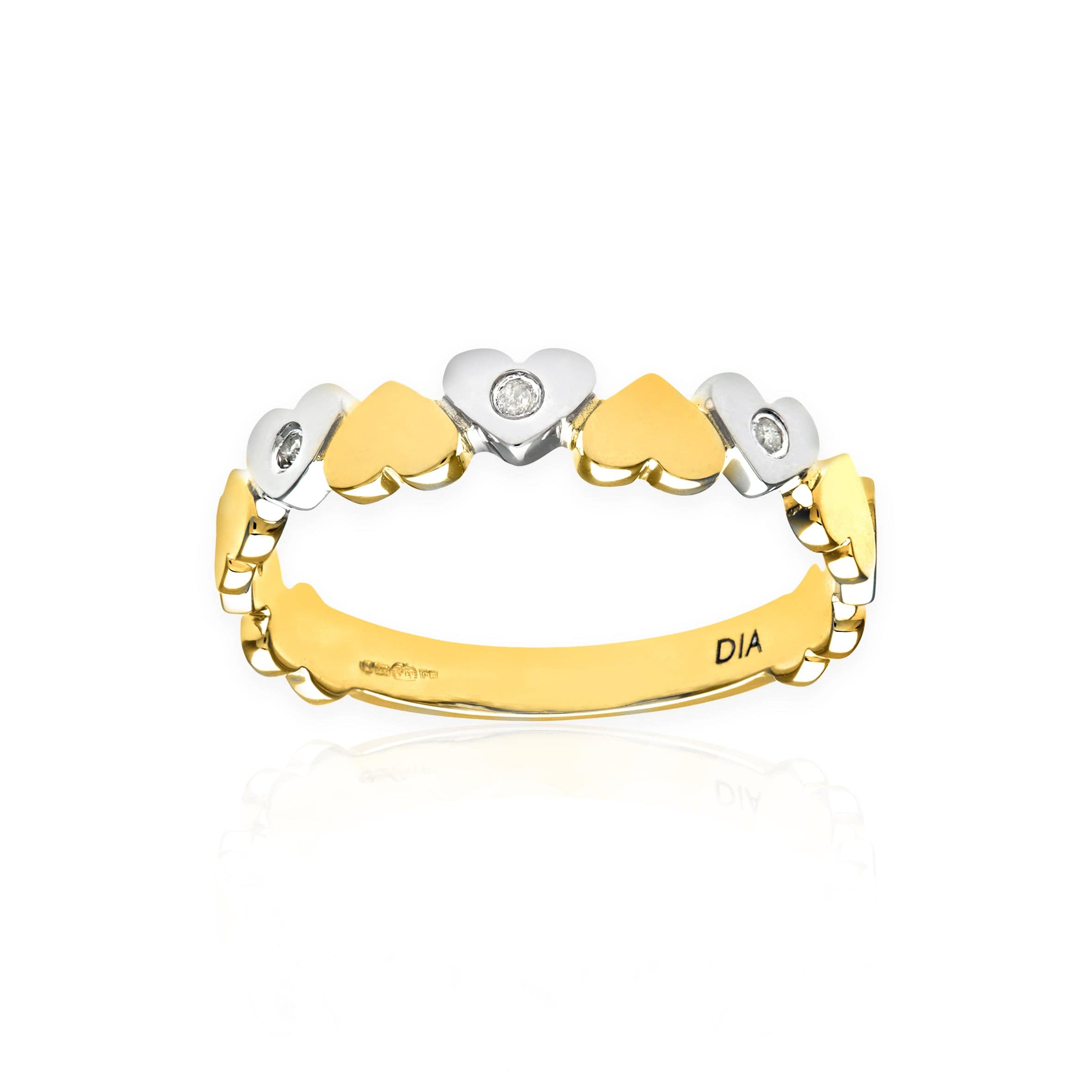 Lynora Luxe Ring 9ct Yellow and White Gold Diamond Hearts Ring 9ct Yellow and White Gold Diamond Hearts Ring