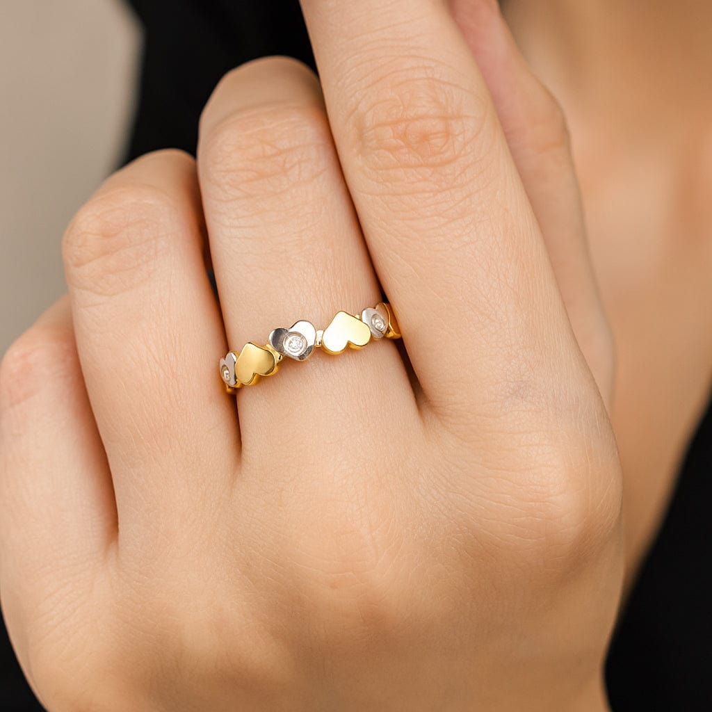 Lynora Luxe Ring 9ct Yellow and White Gold Diamond Hearts Ring 9ct Yellow and White Gold Diamond Hearts Ring
