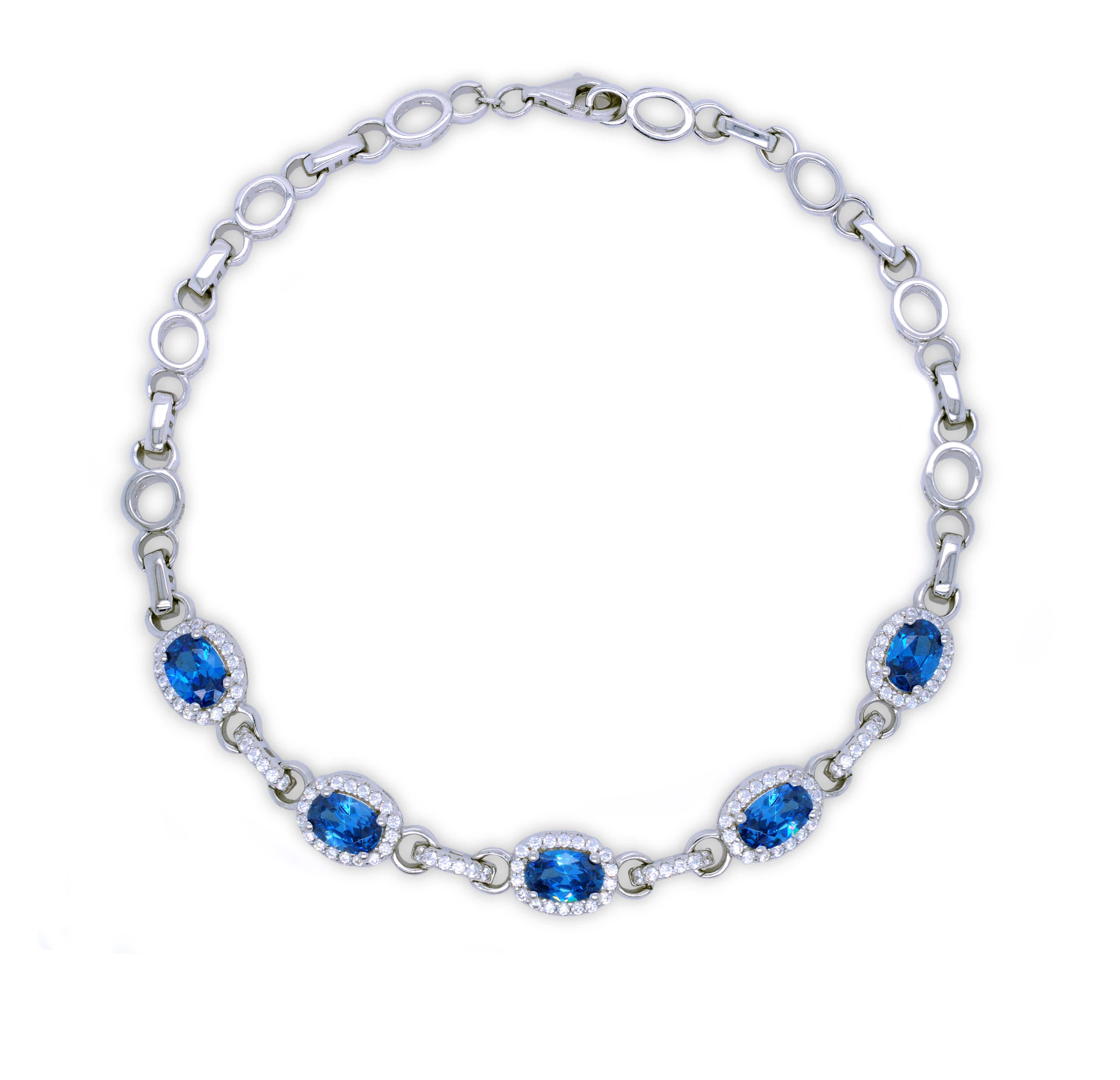 Lynora Silver Bracelet Opulence Bracelet Sterling Silver & Sapphire Stone 7" / Sterling Silver / Sapphire Opulence Bracelet Sterling Silver & Sapphire Stone
