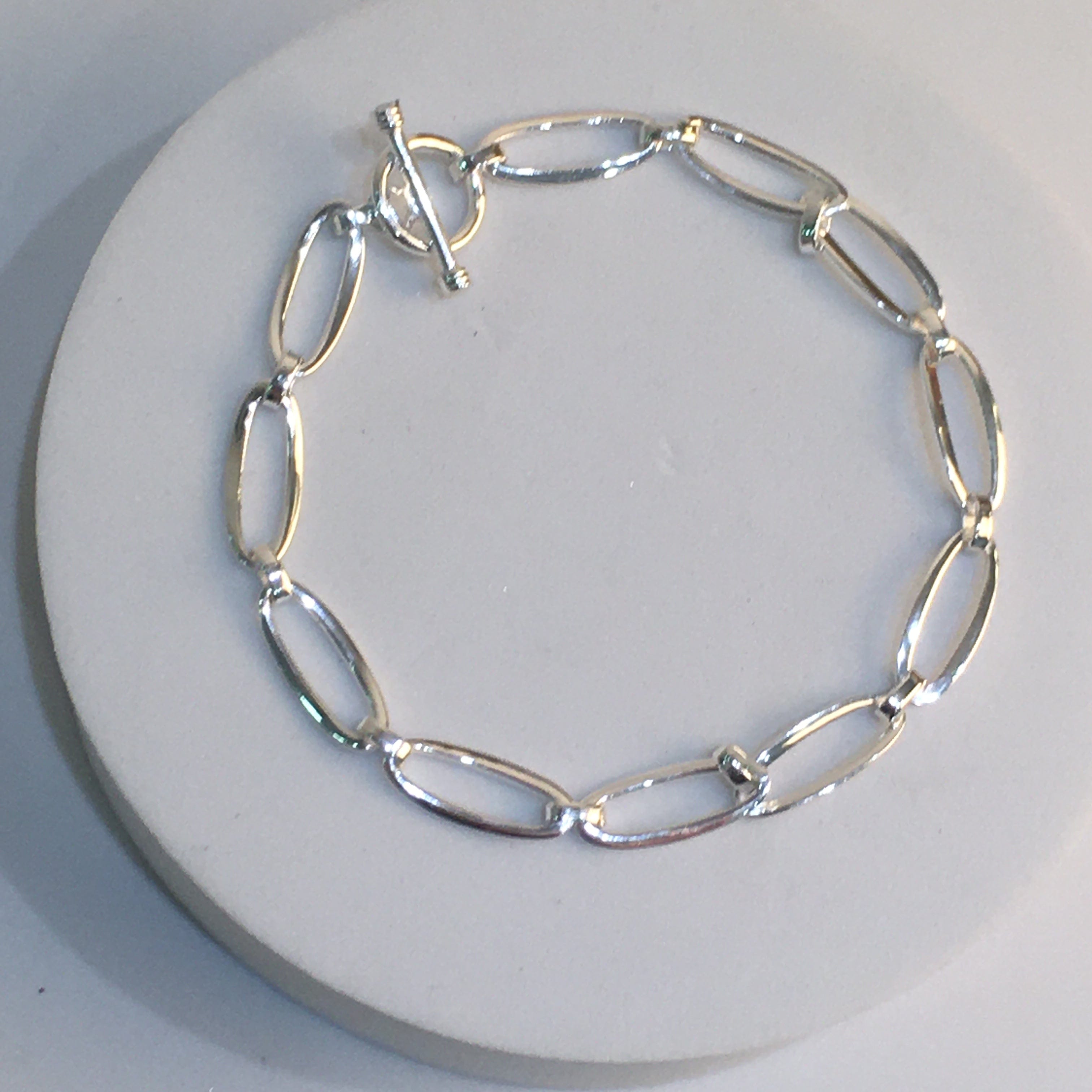 Lynora Silver Bracelet Sterling Silver / Clear Lynora Sterling Silver Toggle Clasp Link Bracelet