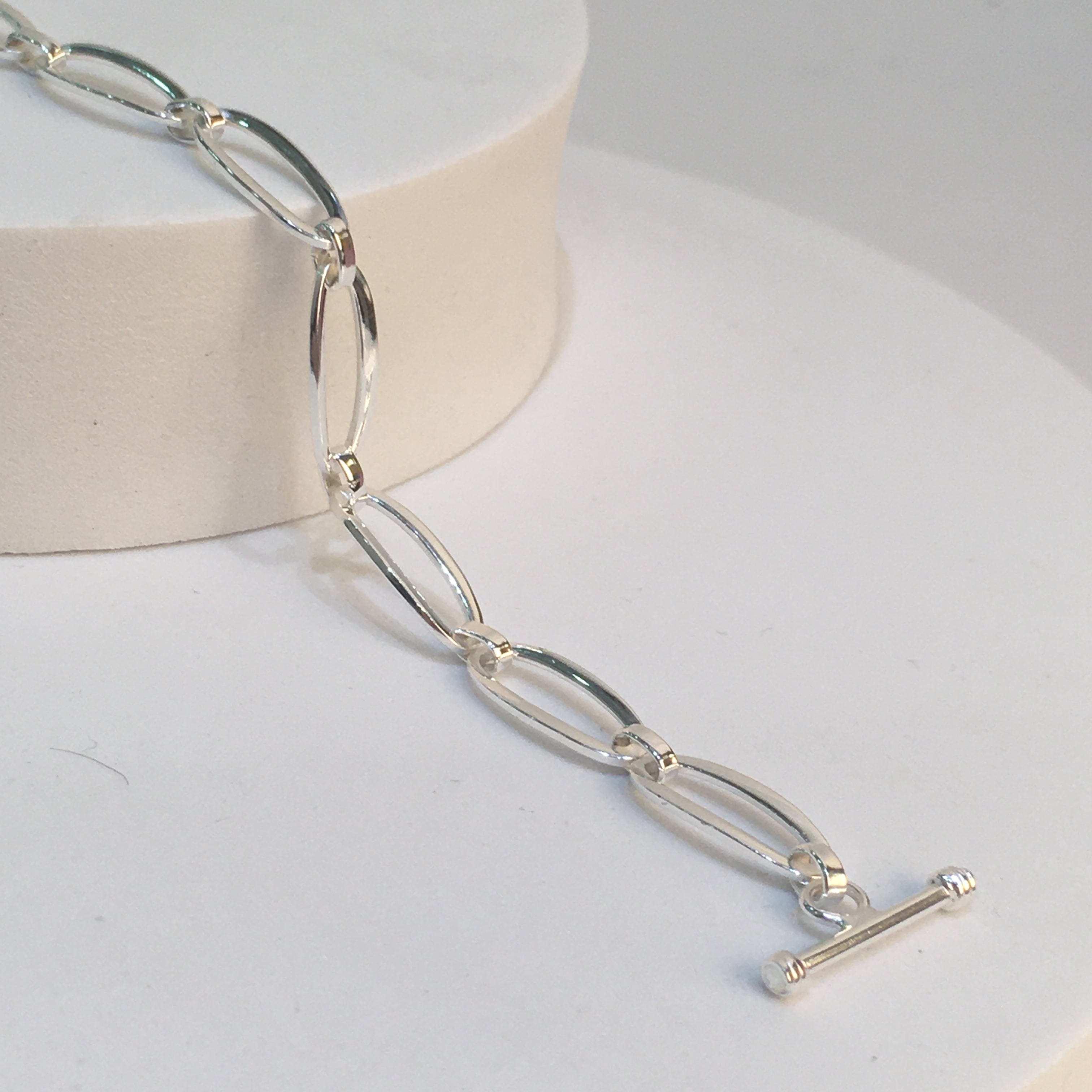 Lynora Silver Bracelet Sterling Silver / Clear Lynora Sterling Silver Toggle Clasp Link Bracelet