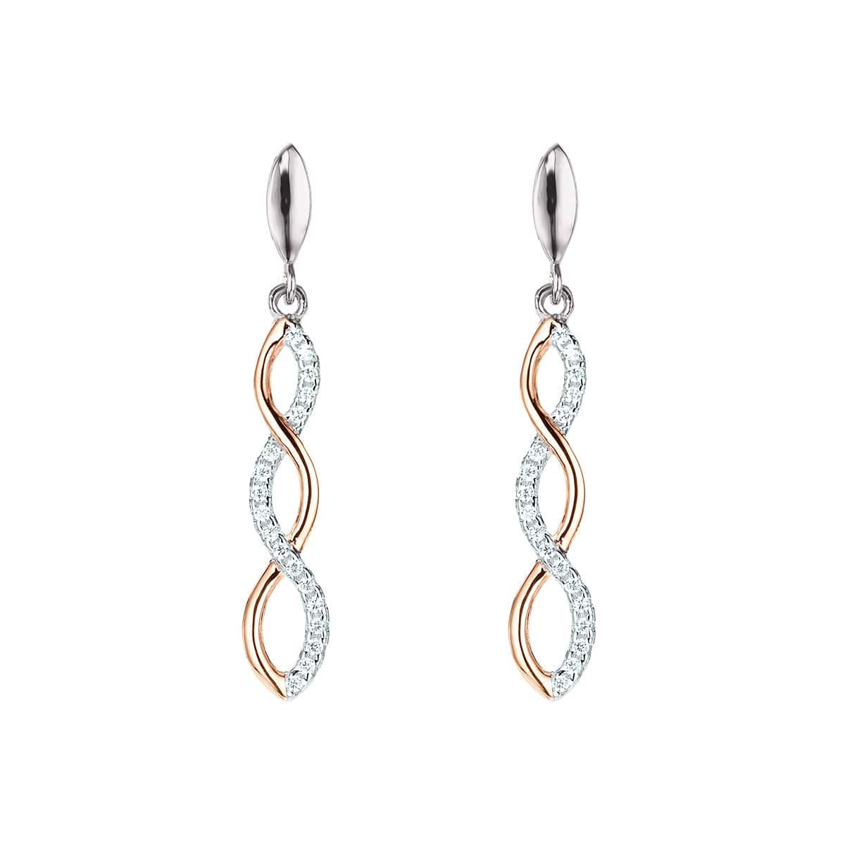 Lynora Silver Earring Elica Infinity Earrings Rose Gold Plated 18" / Rose Gold Plated / Clear Elica Infinity Earrings Rose Gold Plated