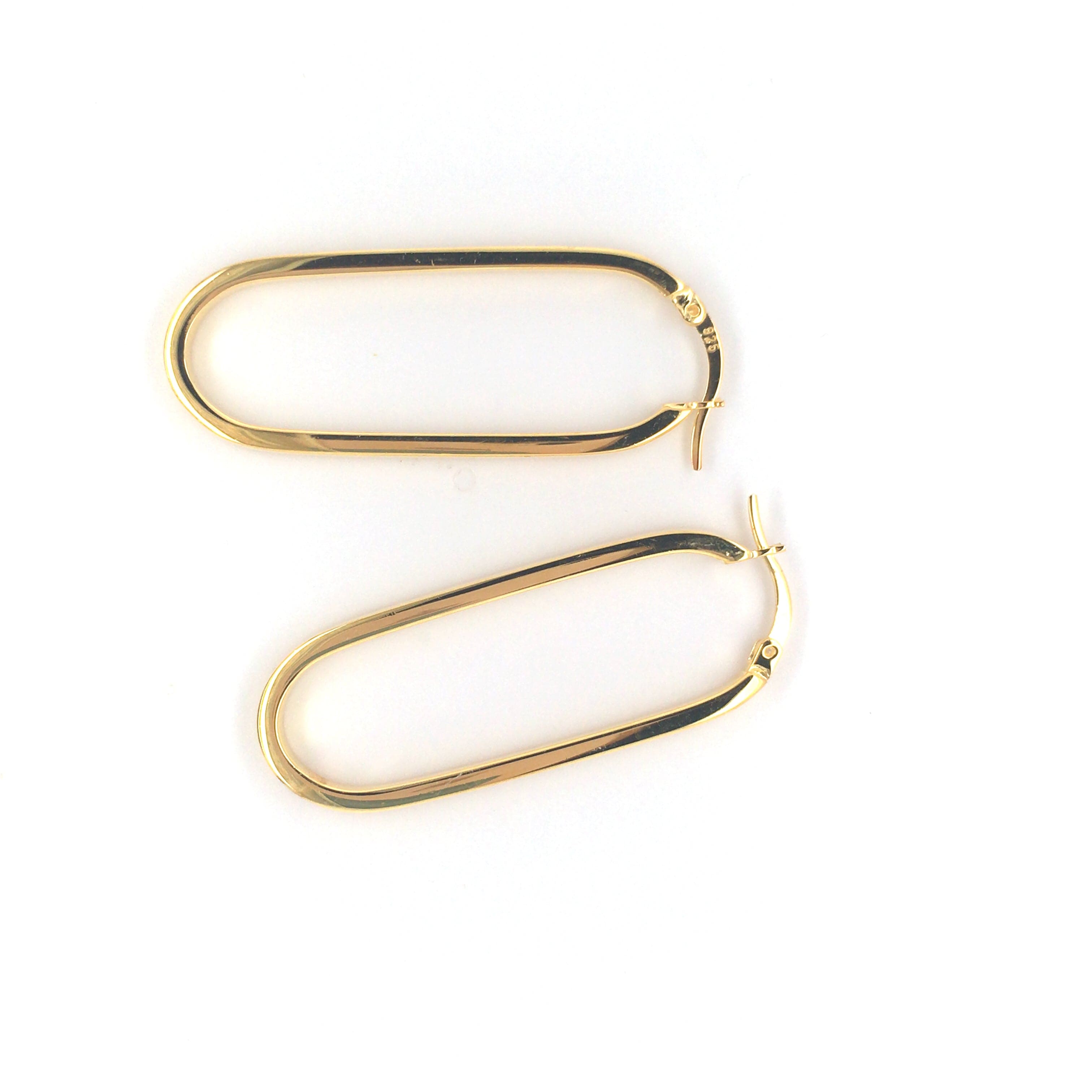 Lynora Silver Earring Gold Plated / Clear Lynora Sterling Silver Elongated Gold Hoop Earrings