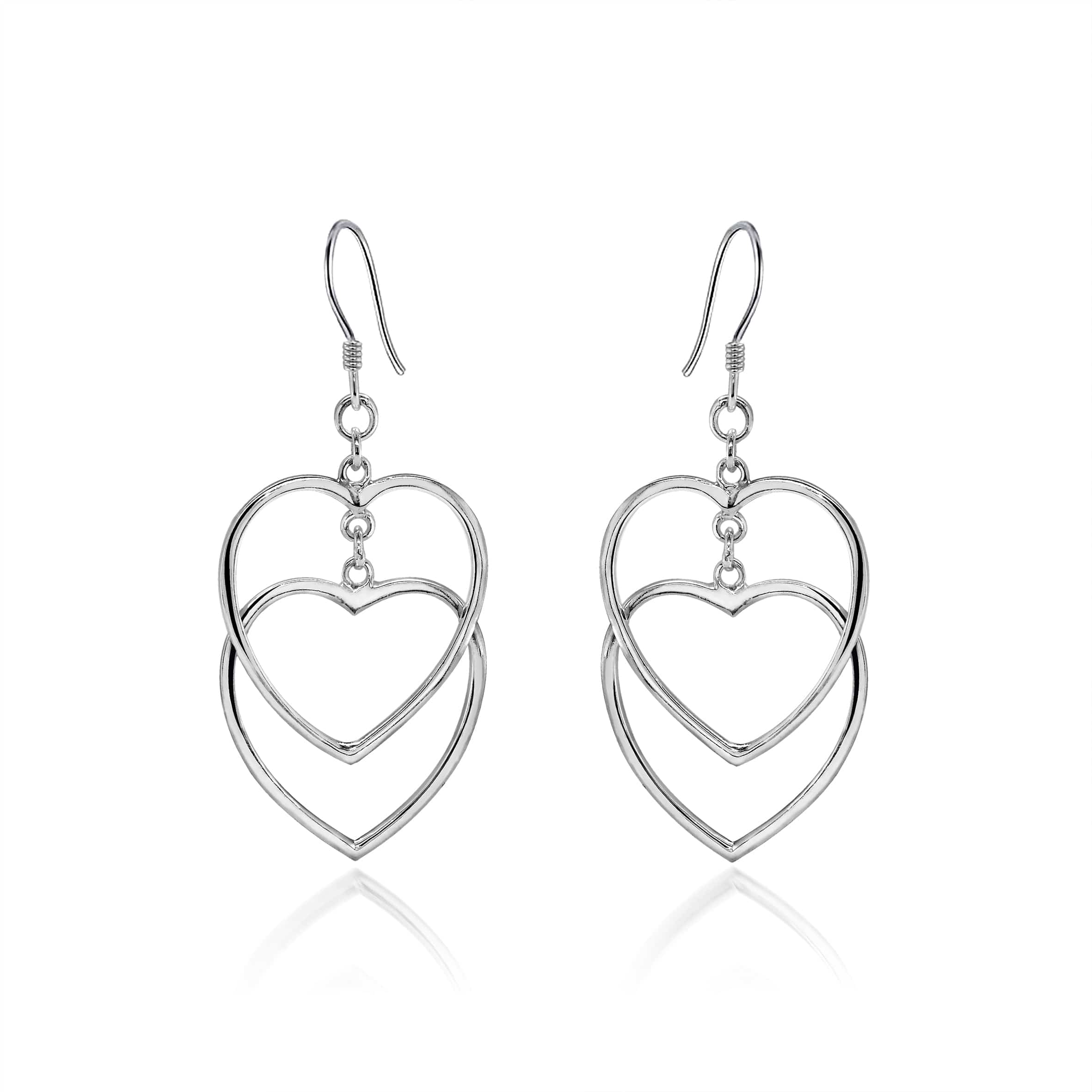 Lynora Silver Earring Sterling Silver / Clear Lynora Sterling Silver Dual Open Heart Outline Earrings